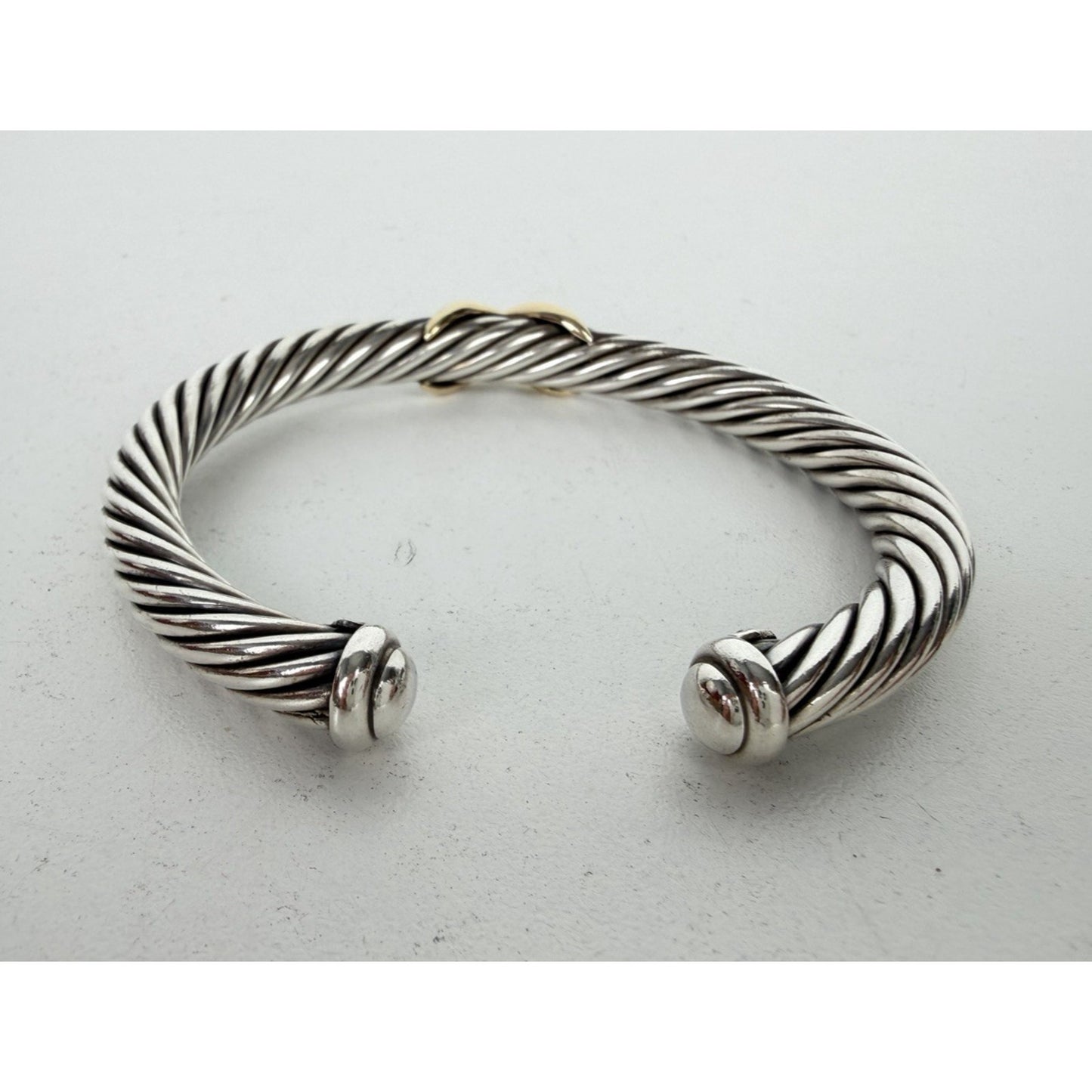 David Yurman X Classic Cable Station Bracelet 7mm in Sterling Silver & 14k Gold