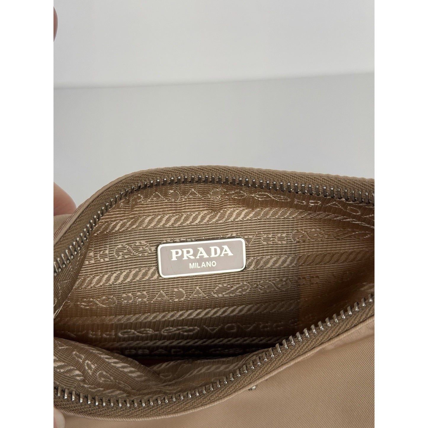 Prada Tessuto Nylon Re-edition 2005 Beige Crossbody Bag S04
