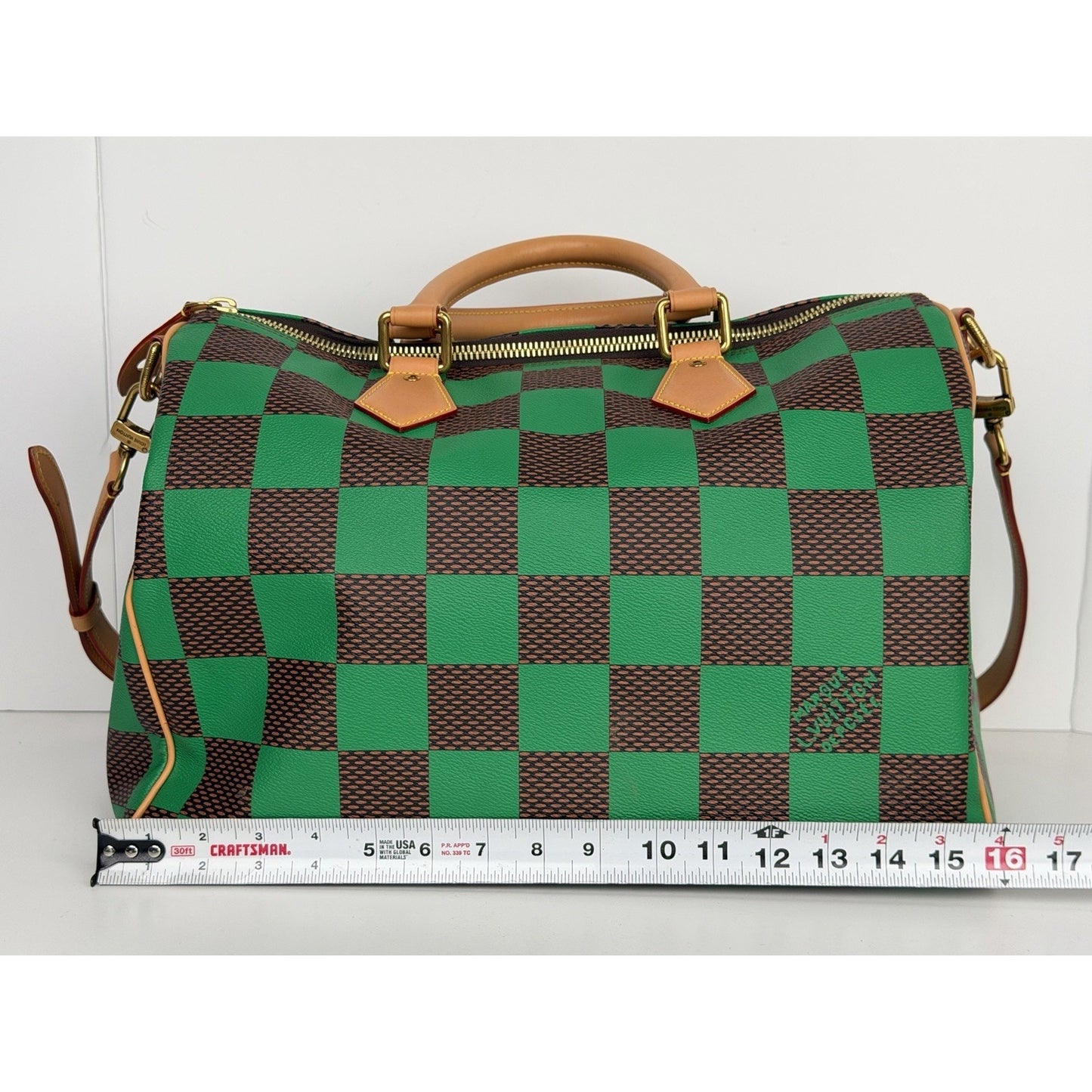 Louis Vuitton Speedy Bandouliere 40 Handbag Green Damier Microchipped