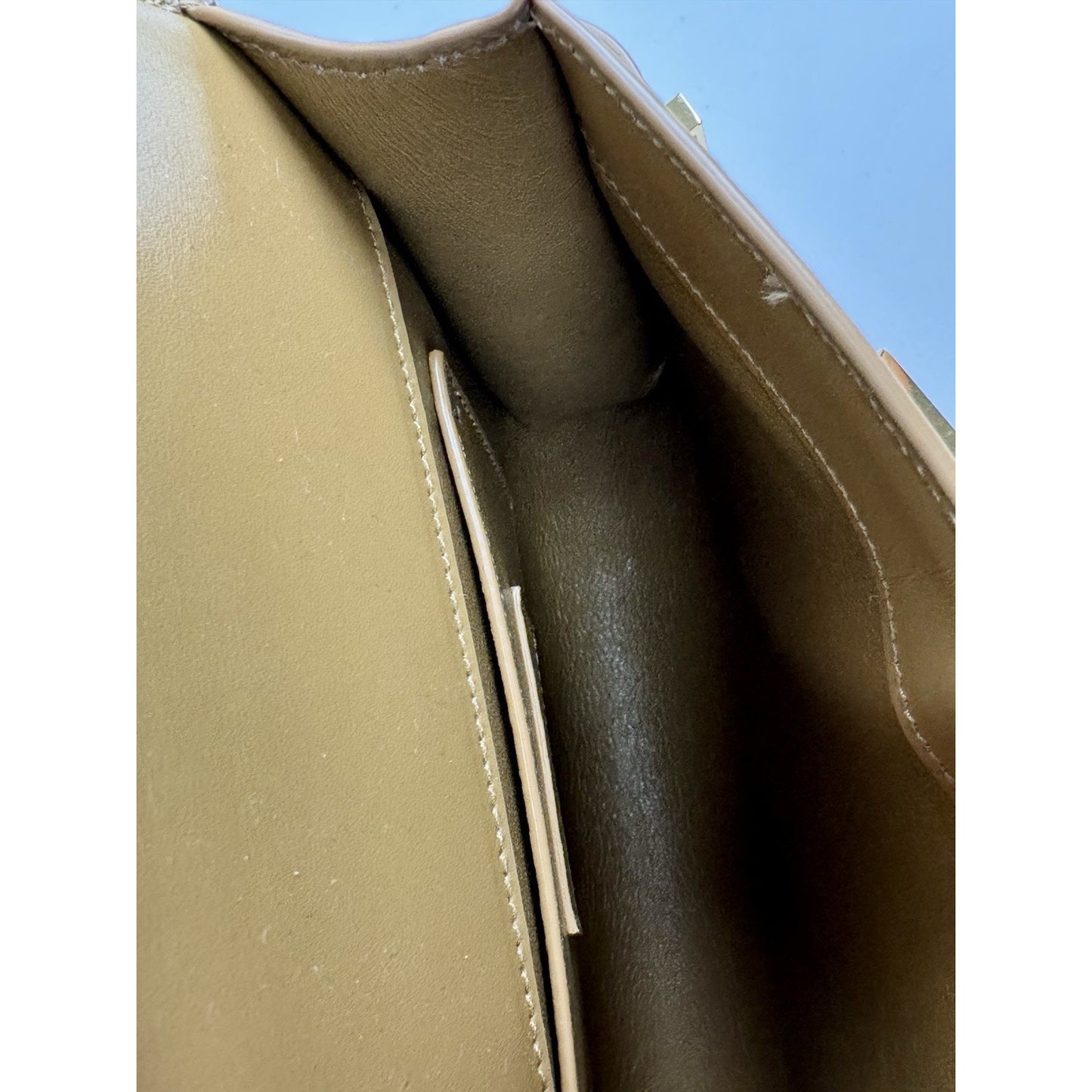 Saint Laurent Smooth Calfskin Mini Manhattan Shoulder Bag in Brown