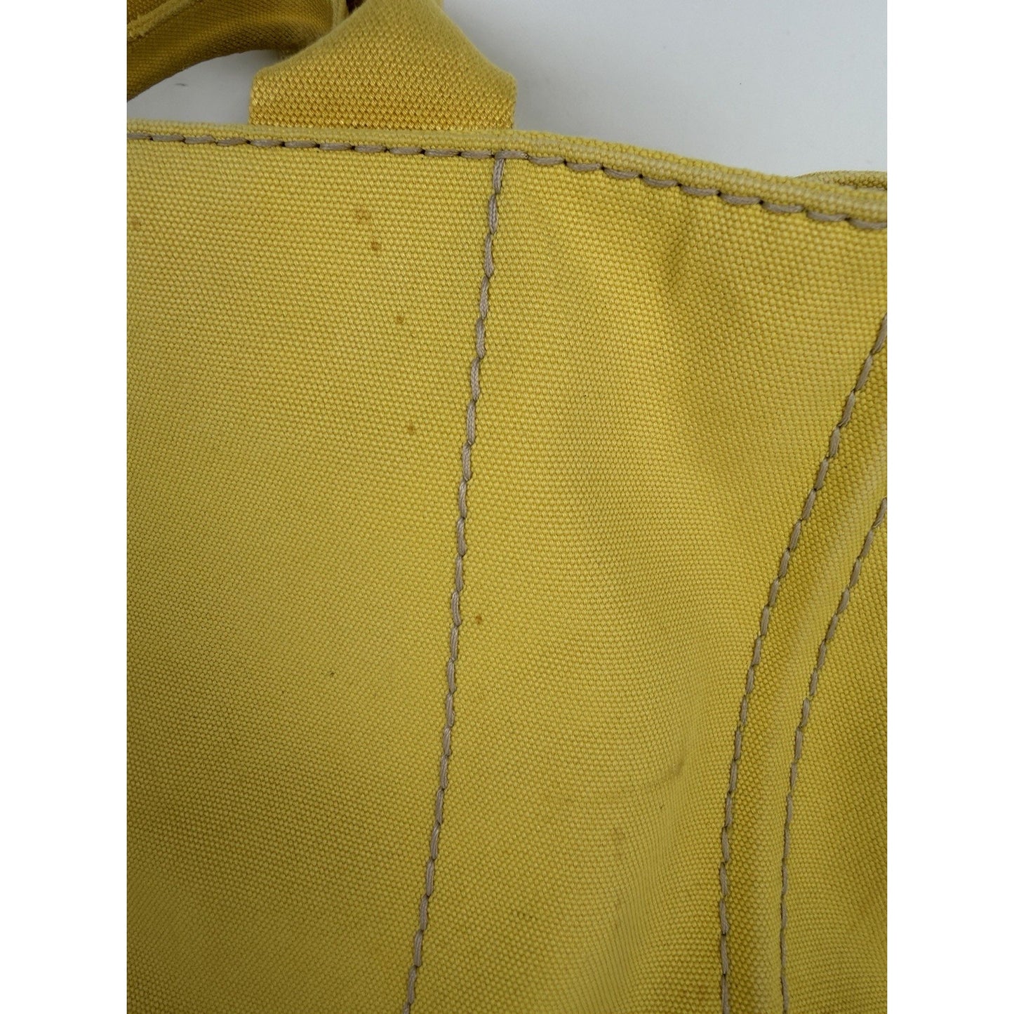 Prada Canapa Tote Bag Large in Yellow Canvas with Black Logo S-12