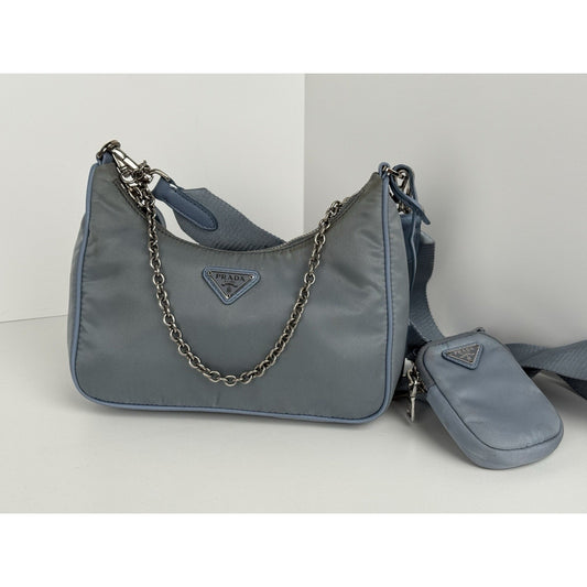 Prada Women's Re-Edition 2005 Nylon Bag in Blue