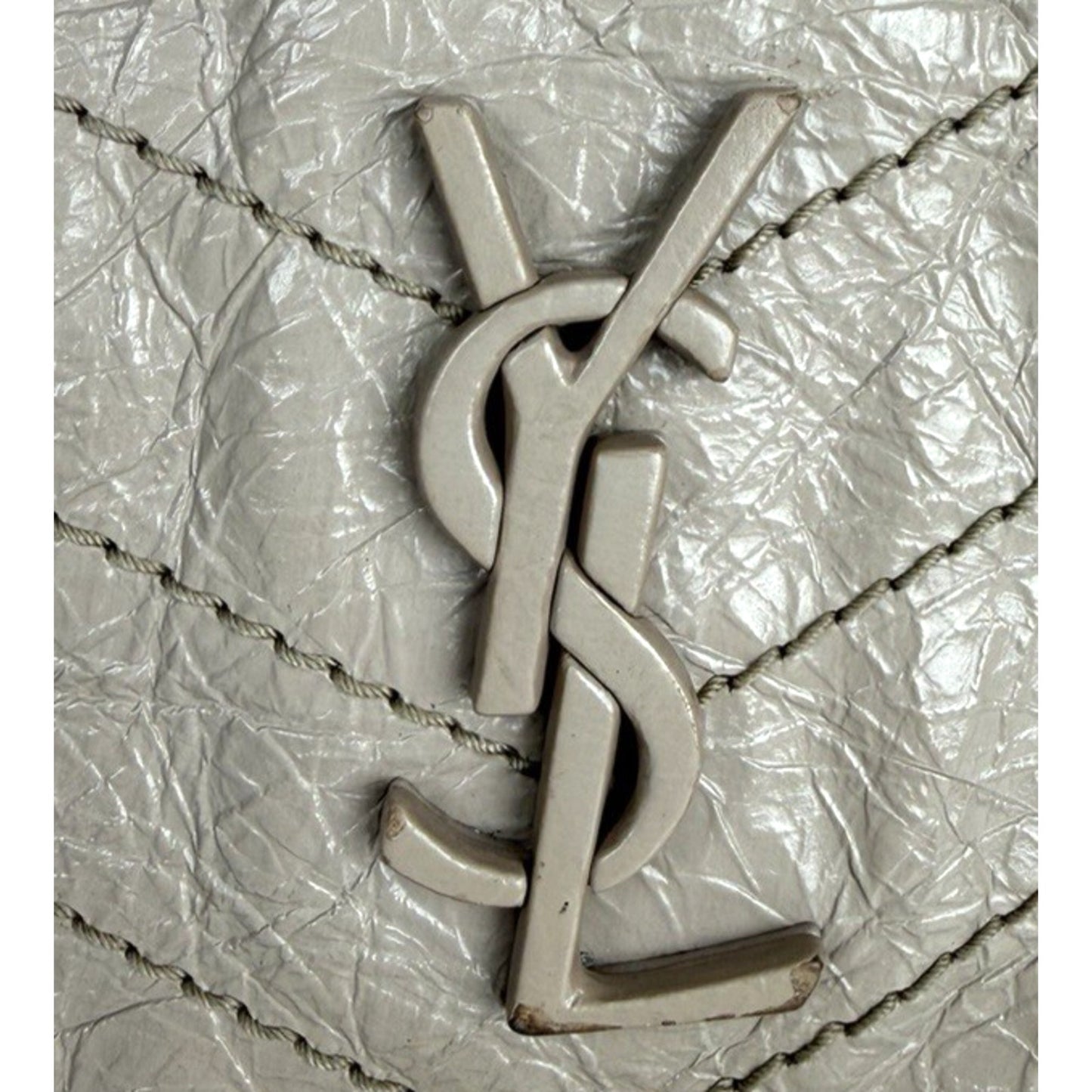 Saint Laurent Signature Niki Bag Small Light Taupe Crinkled Calfskin Leather S09