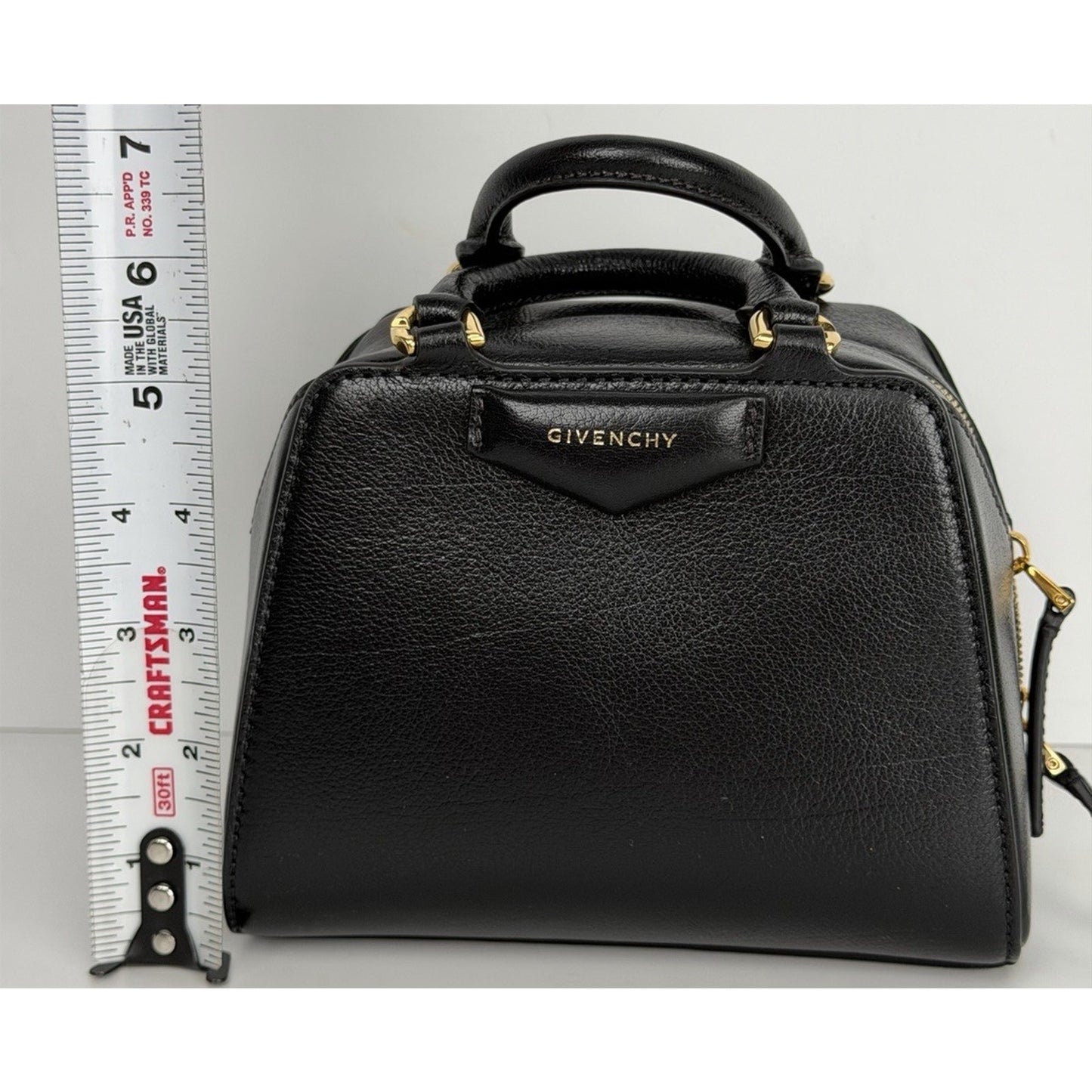 Givenchy Nano Antigona Cube Top Handle Bag in Black Shiny Leather