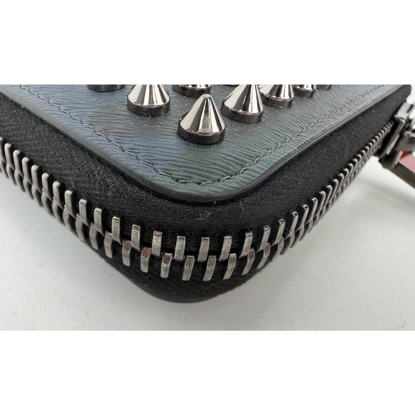 Christian Louboutin Panettone Wallet Navy Blue Camouflage Leather&Spiked Studs S
