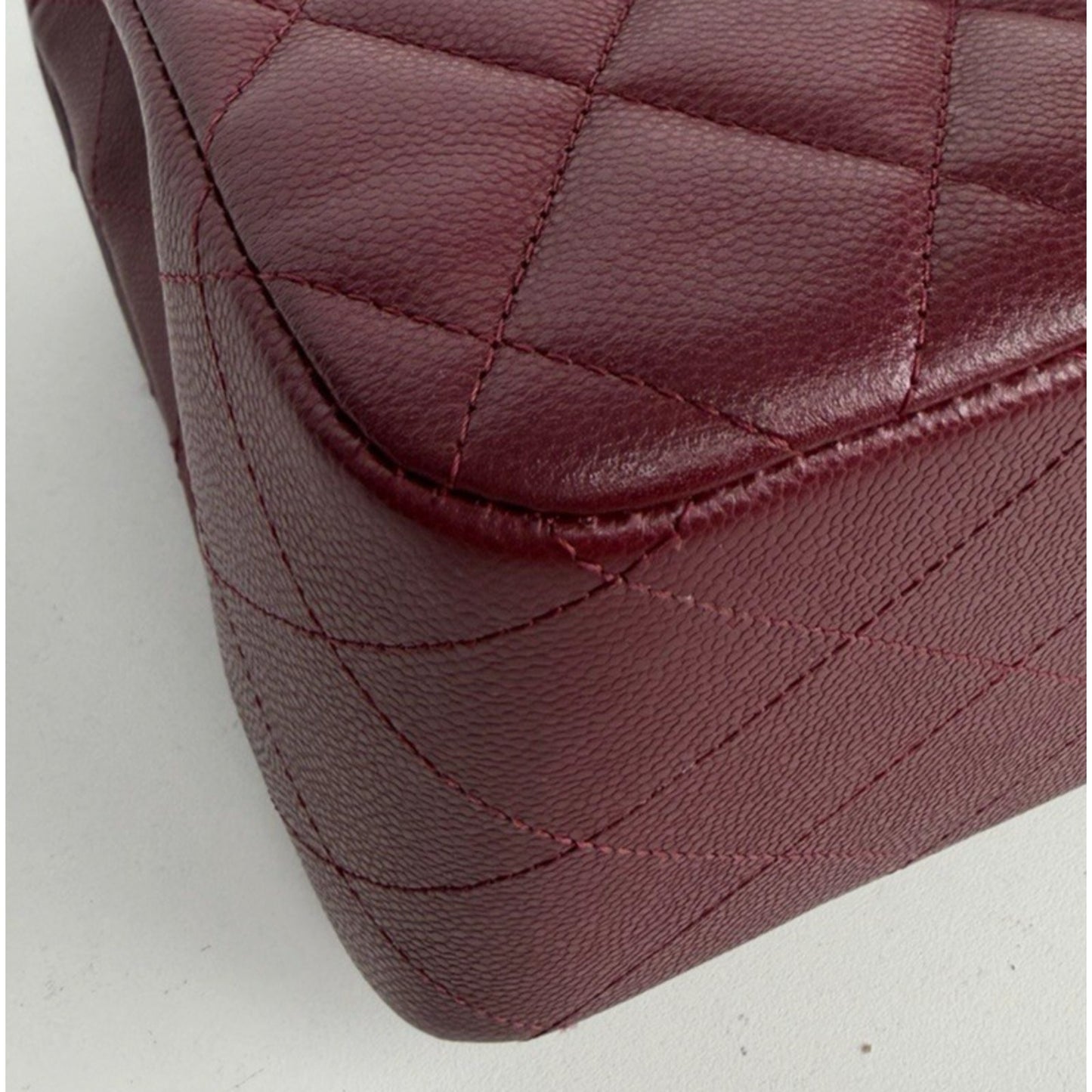 Chanel Classic Double Flap Jumbo Shoulder Bag in Burgundy Caviar Leather NFC E-5