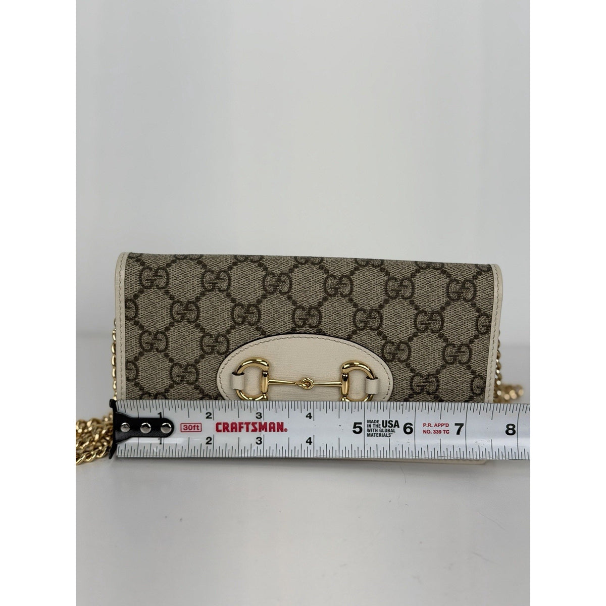 Gucci Horsebit 1955 Wallet On Chain Bag in Brown GG Supreme Monogram Canvas S-02