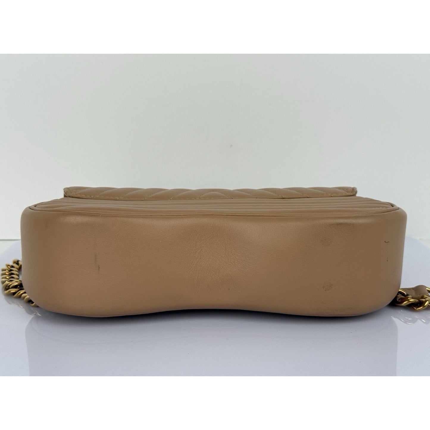 LOUIS VUITTON Beige Leather New Wave Chain Strap MM Noisette Shoulder Bag