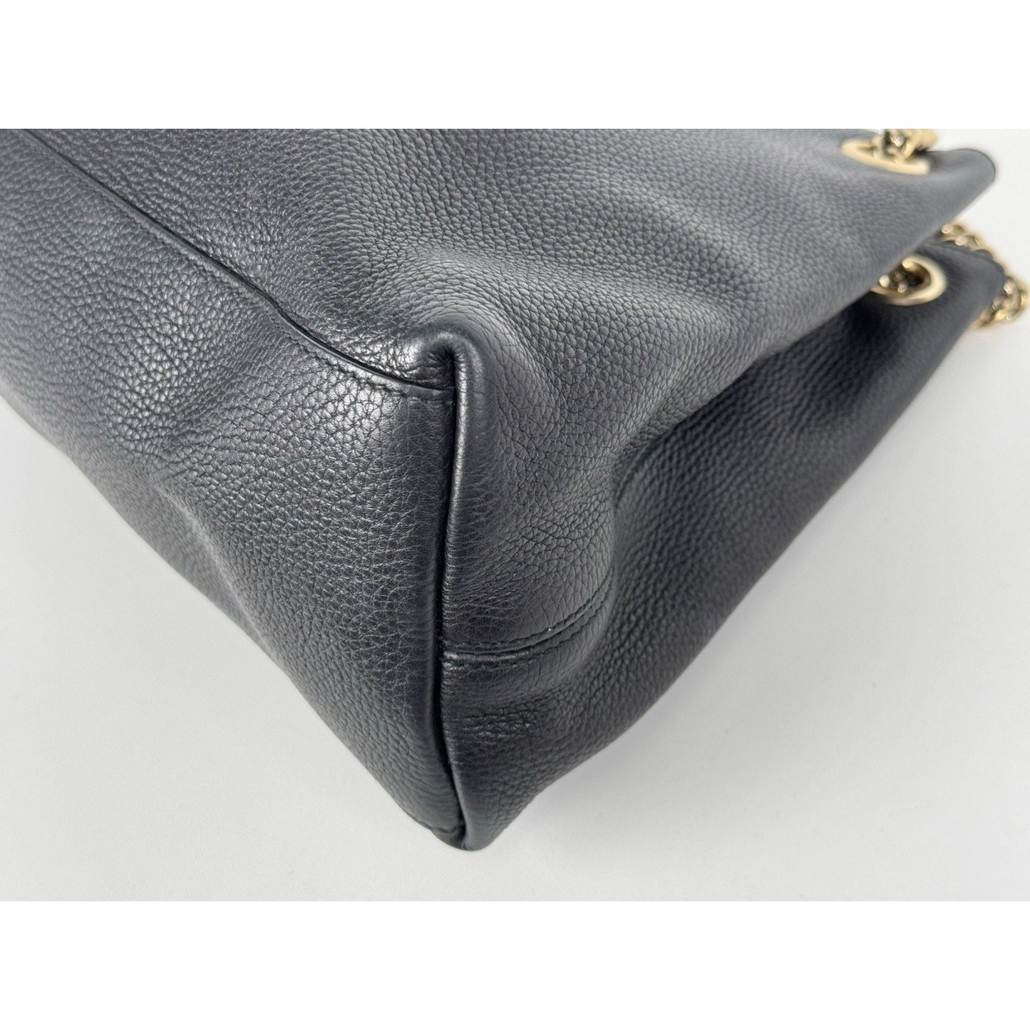 Gucci Soho Black Pebbled Leather Chain Tote Bag C-7