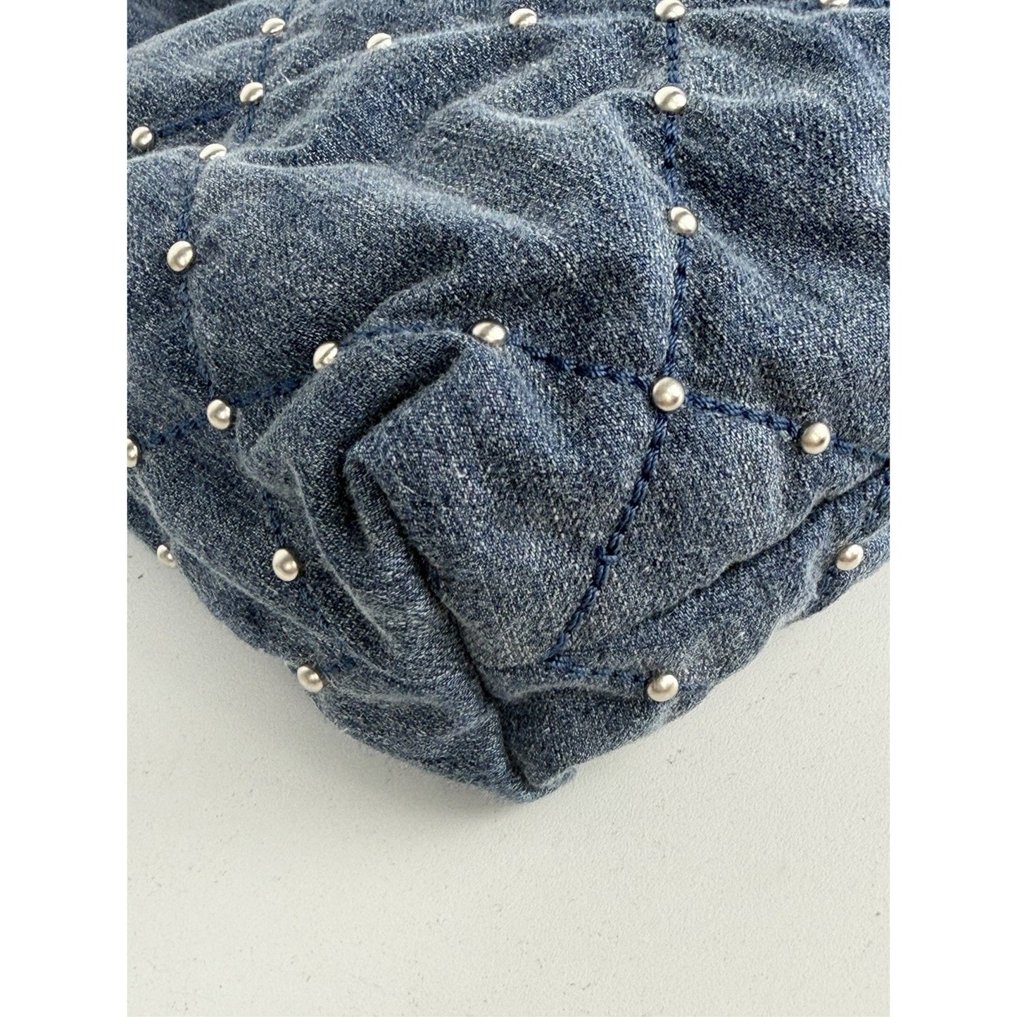 Chanel 22 Small Shoulder Hobo Bag in Denim With Studs and With a Pouch NFC E-3