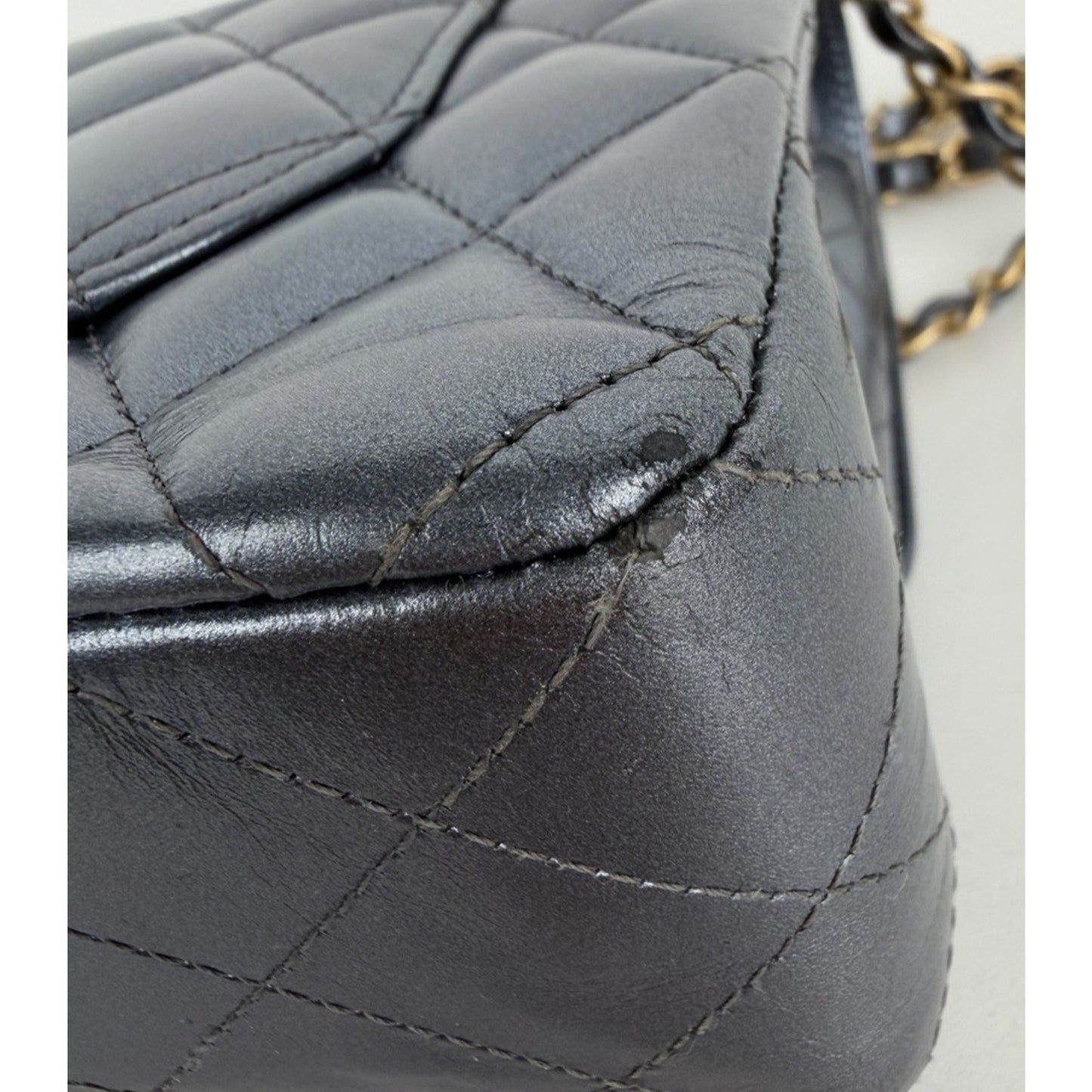 Chanel Classic Double Flap Bag Small in Metallic Navy Quilted Leather NFC B-6