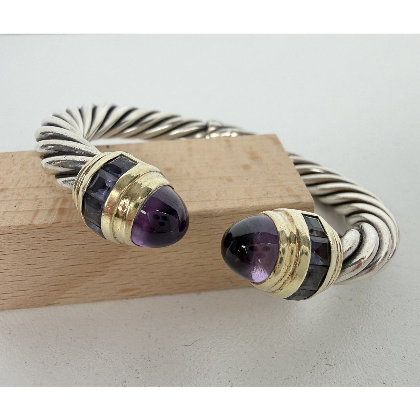 David Yurman Amethyst Cable Classic Bracelet 10mm in Sterling Silver & 14K Gold