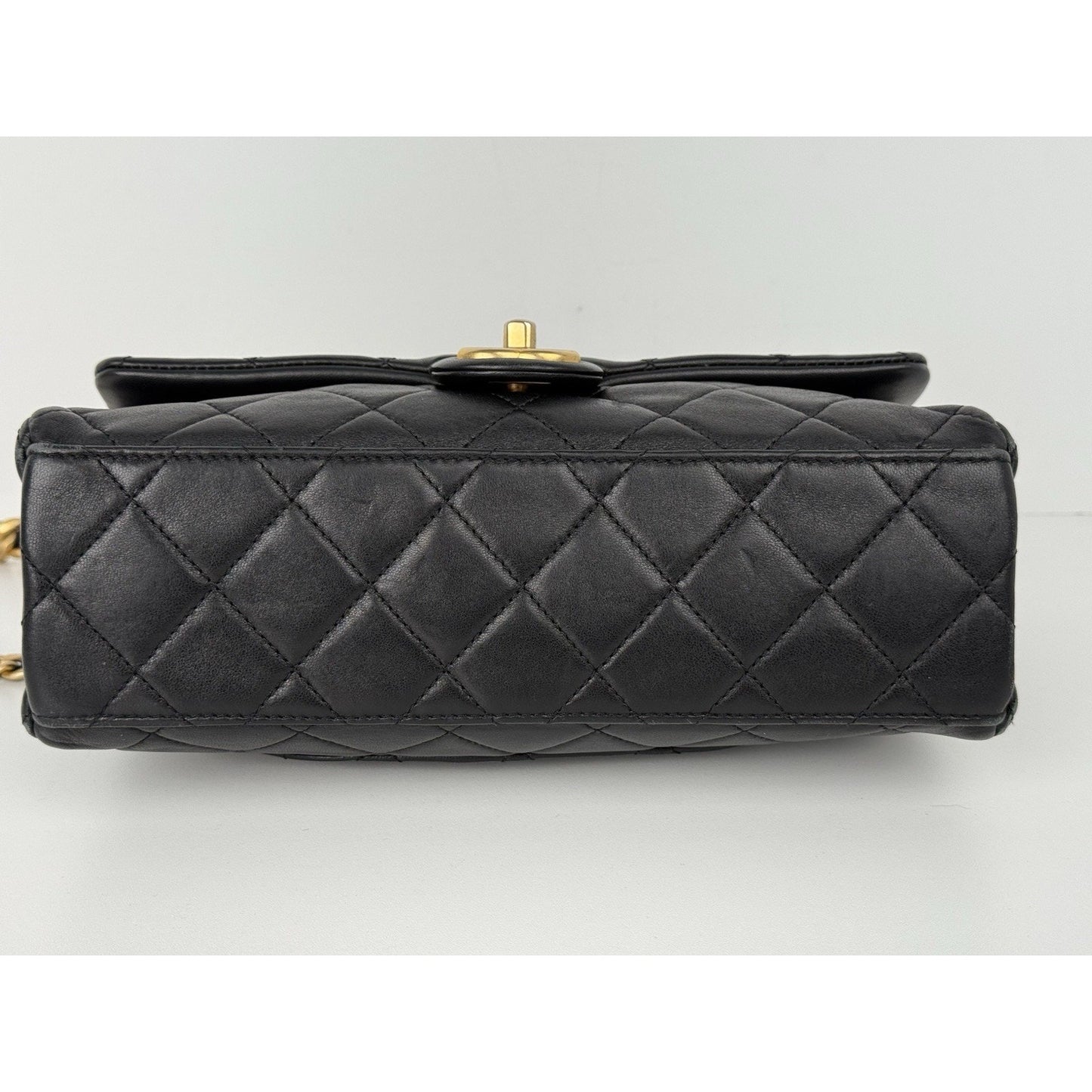 Chanel Timeless Classic Flap Medium Quilted Leather Shoulder Bag Black with Gold