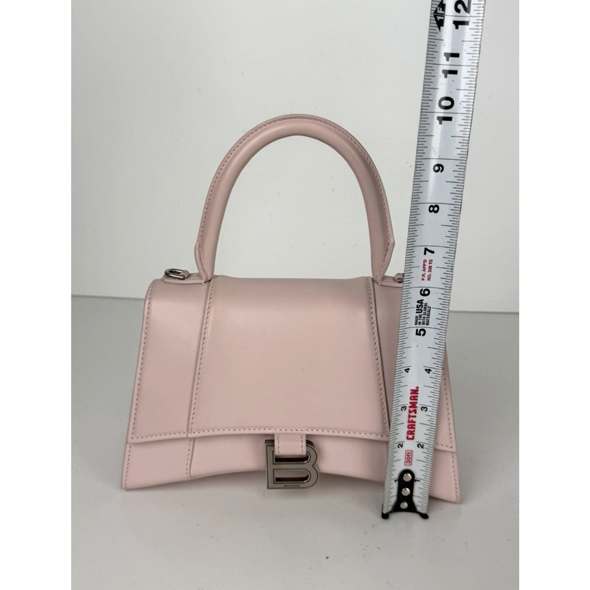 Balenciaga Hourglass Small Top Handle Bag in Pink Leather Detachable Strap S-05