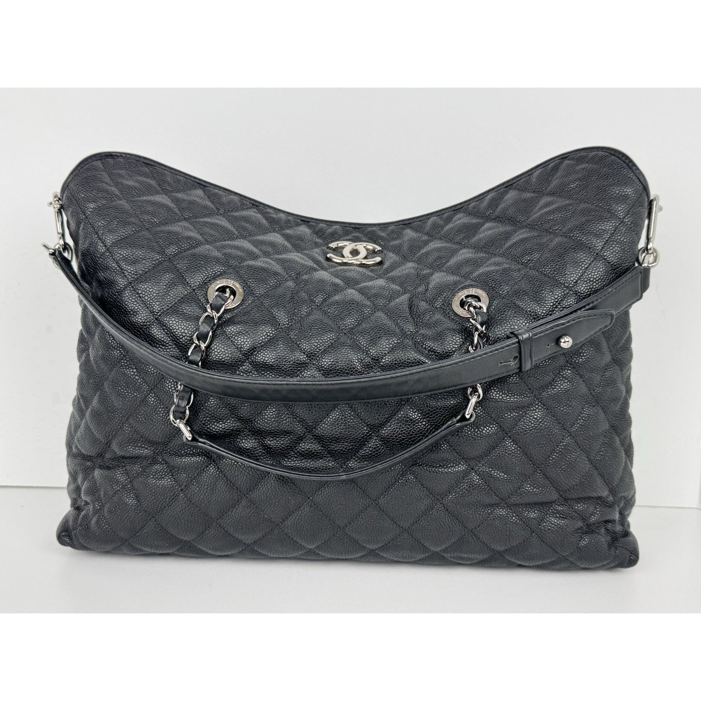 Chanel French Riviera Hobo Caviar Leather Black B-6