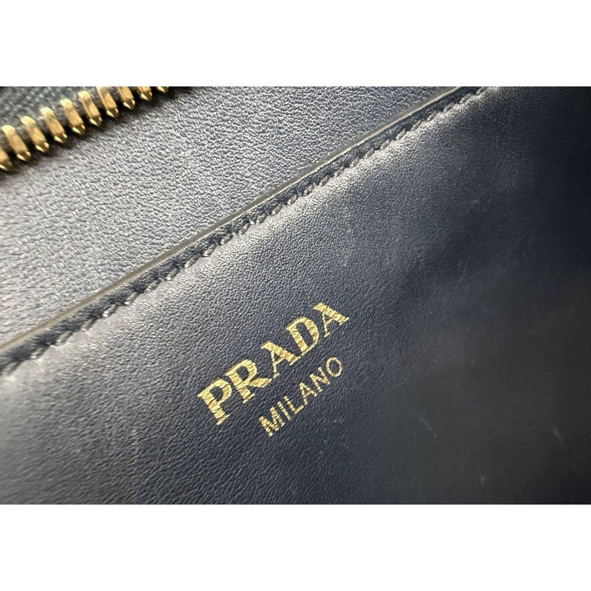 Prada Saffiano Small Top Handle Tote Bag in Blue Leather Gold-Tone Hardware S-05