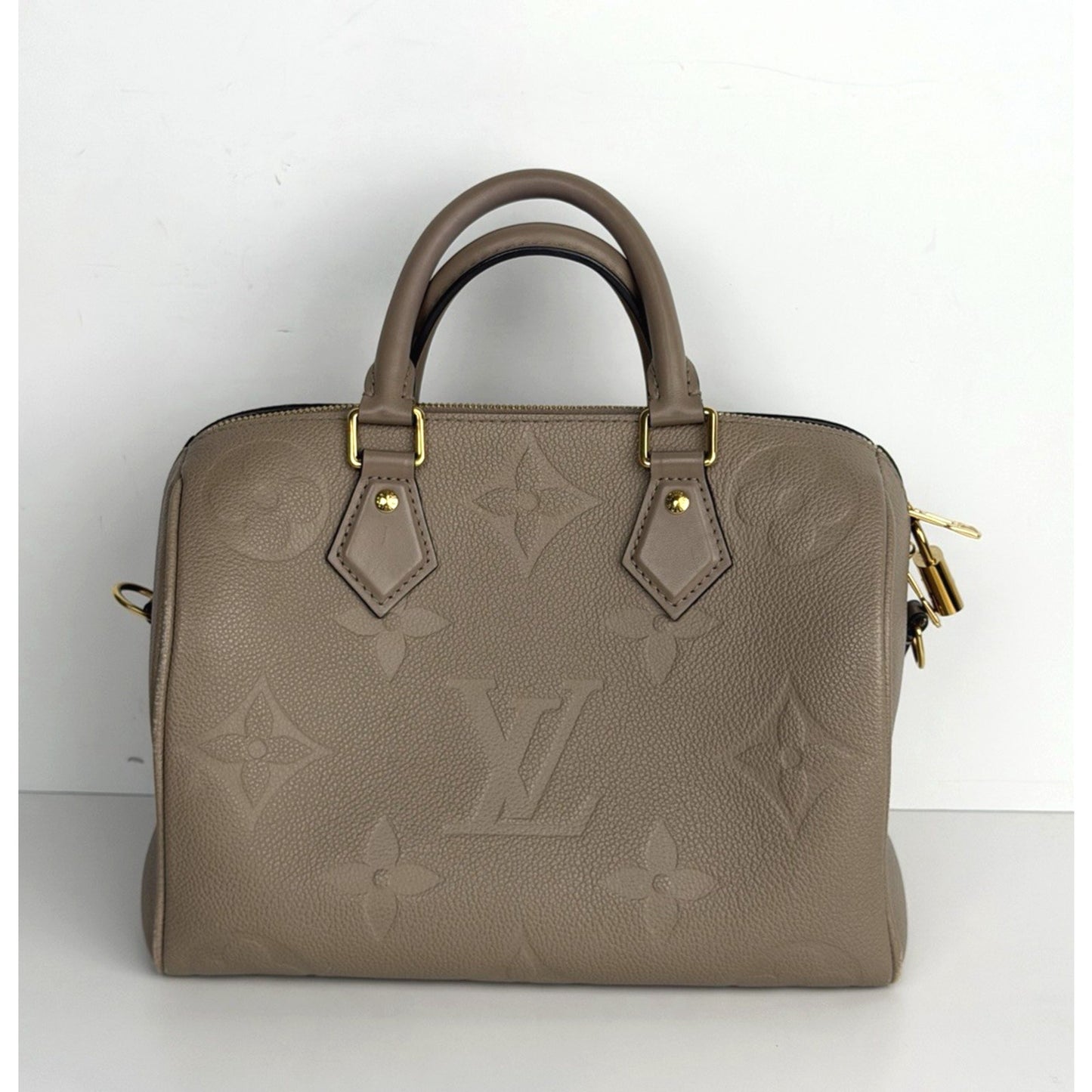 Louis Vuitton Speedy Bandouliere 25 Bag in Tourterelle Monogram Leather NFC C3