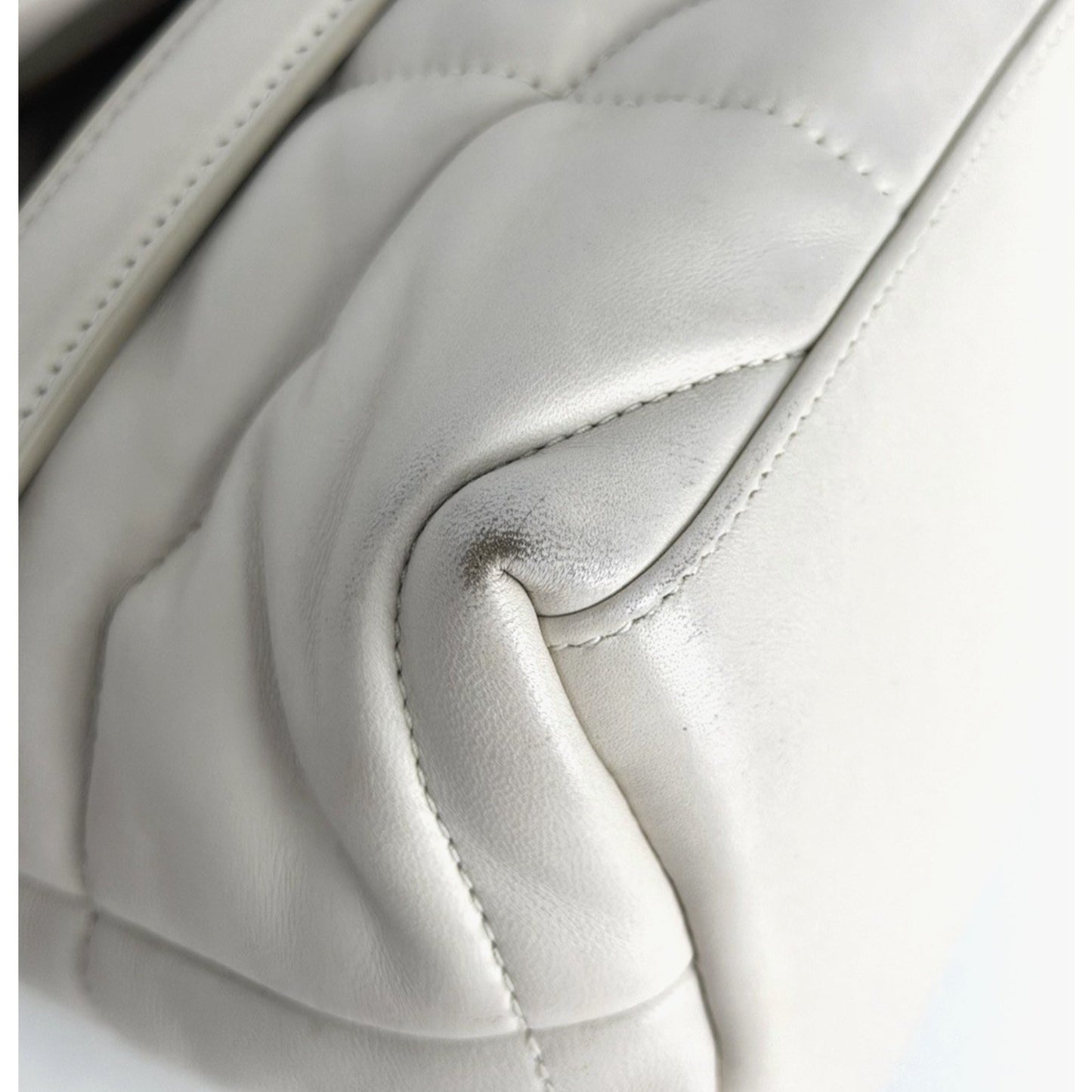 Saint Laurent Loulou Puffer Small Shoulder Bag Quilted White Chevron Leather