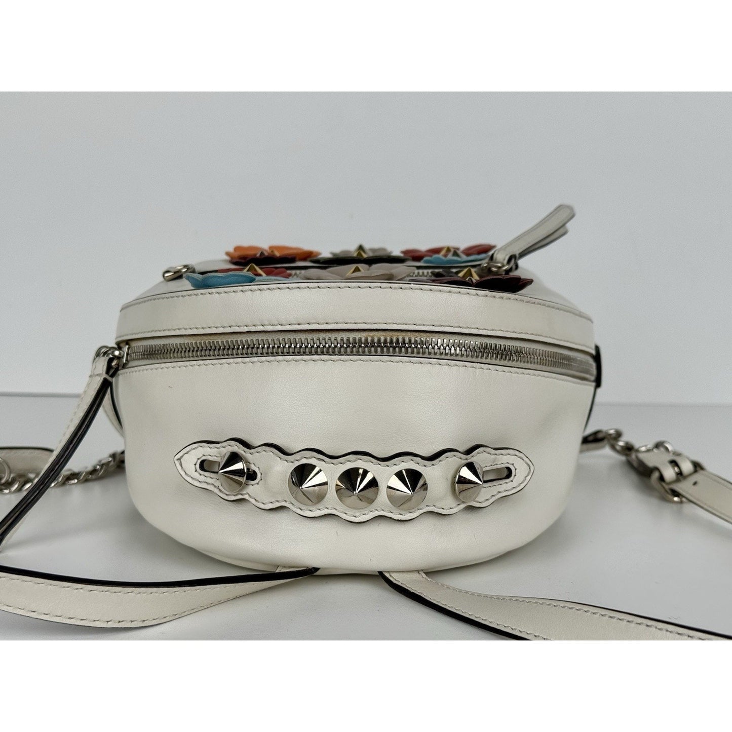 Fendi Flowerland Mini Backpack White Multicolor Leather C-6