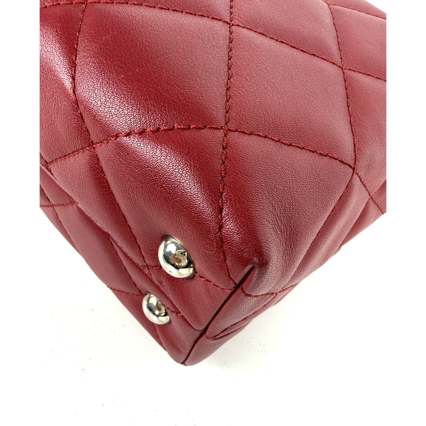 Chanel In The Business Tote Bag Medium in Red Leather Silver Hardware 2011 E-1
