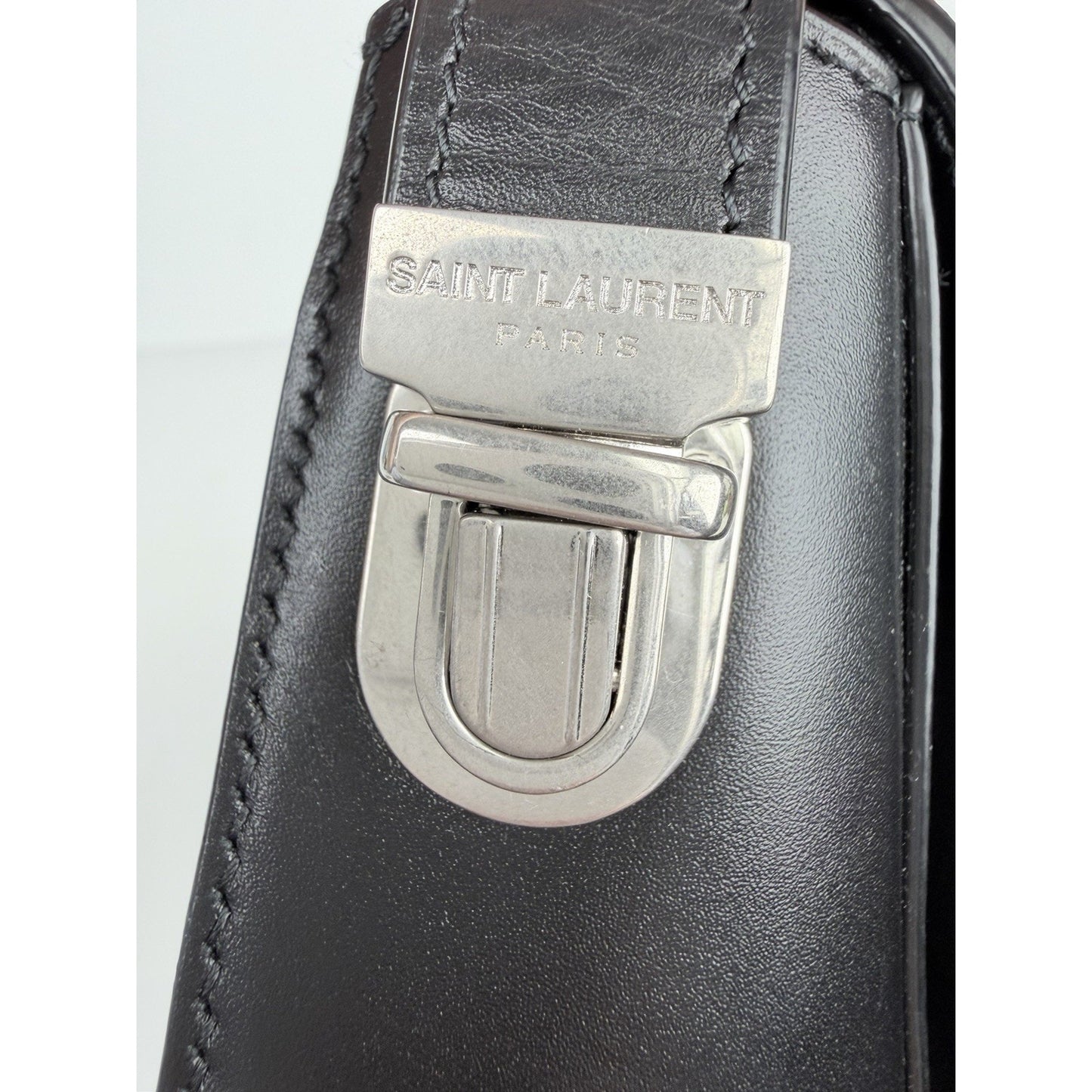 Saint Laurent Small Shoulder Bag in Black Calfskin Leather Foldover Flap Top S11