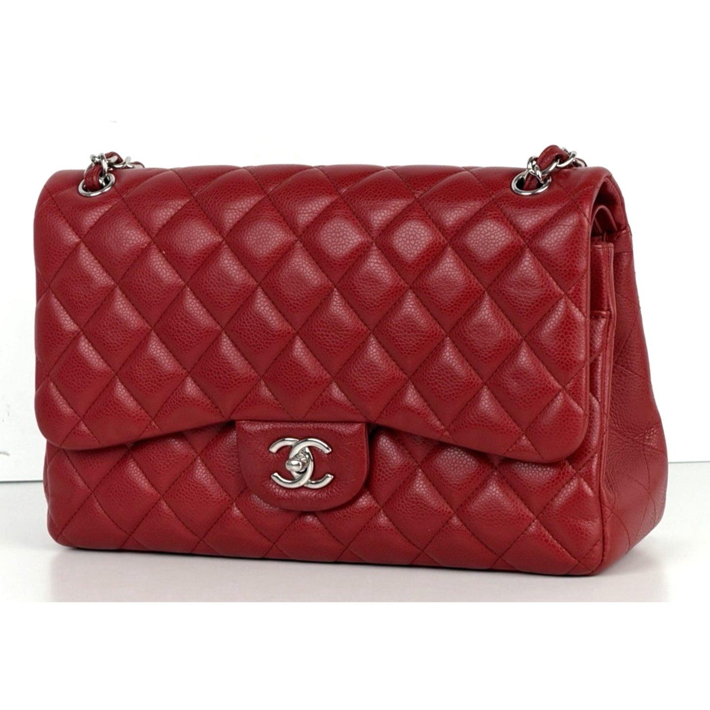 Chanel Classic Double Flap Jumbo Shoulder Bag in Red Leather 2011 D-1