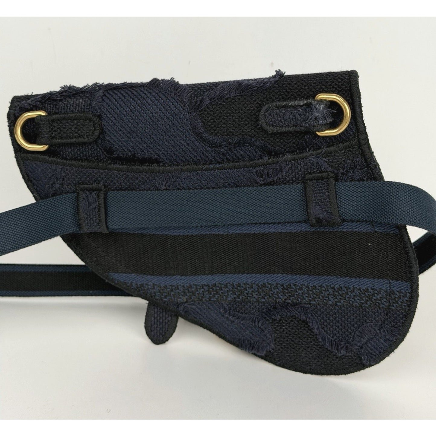 Christian Dior Saddle Belt Bag Mini Canvas Embroidered Camouflage in Blue S07