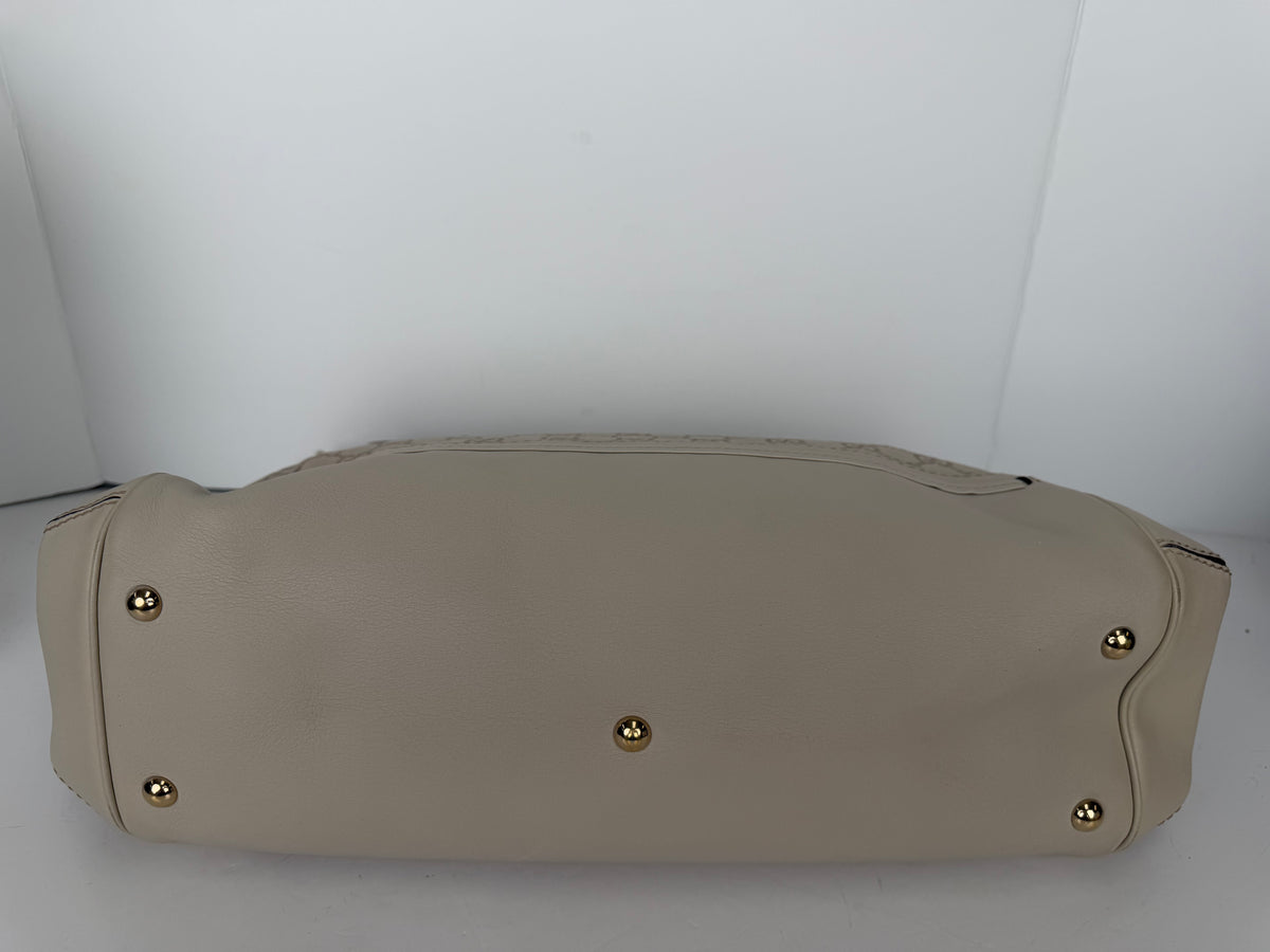 Gucci Mayfair Tote Bag in Off-White Guccissima Monogram Leather YU-3