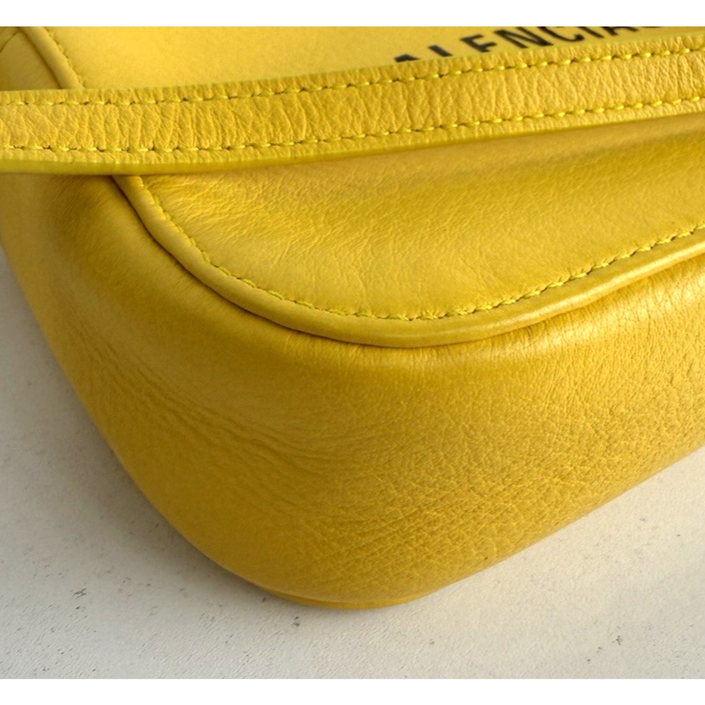 Balenciaga Everyday Camera Bag XS in Yellow Textured Calfskin Leather S15