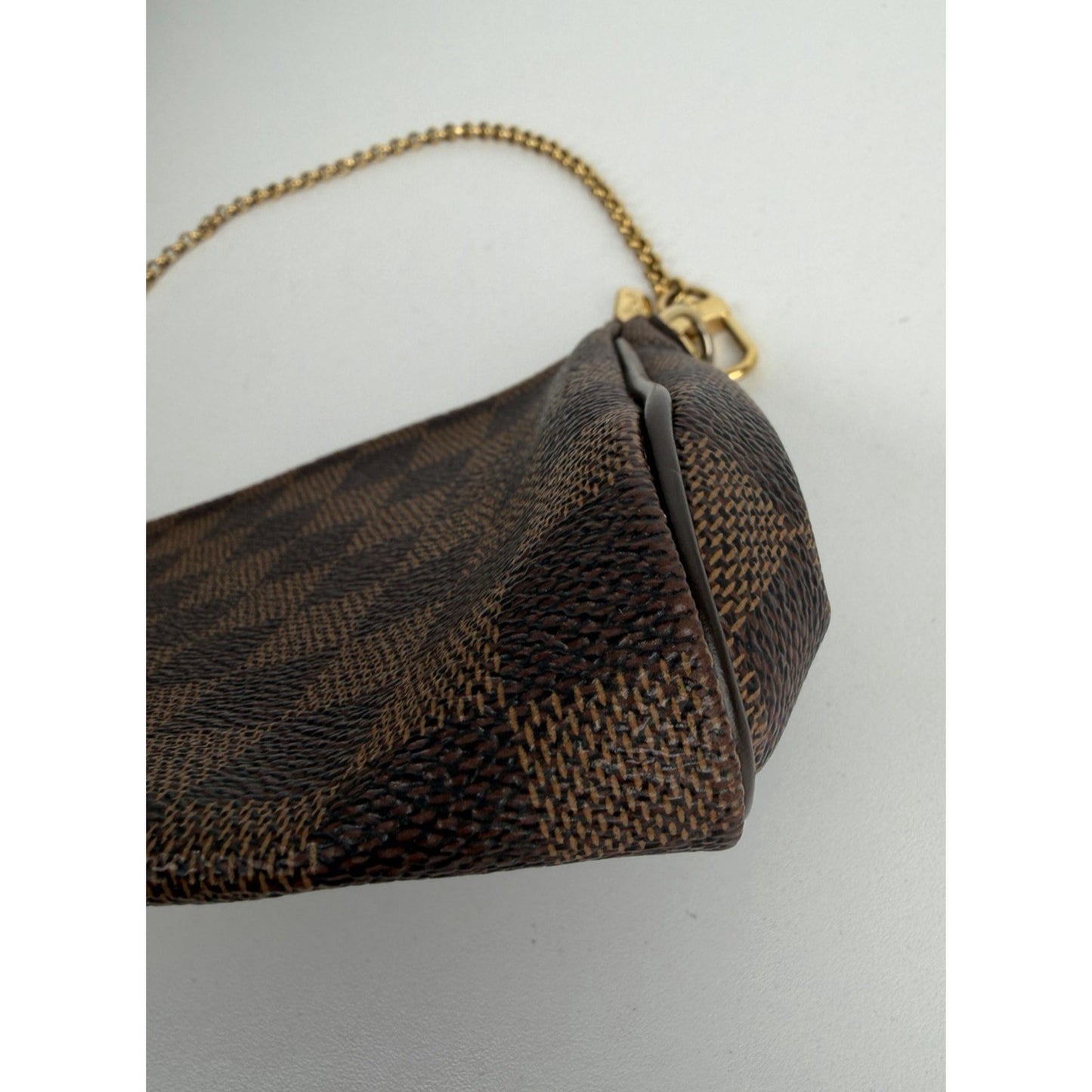 Louis Vuitton Eva Clutch Bag in Brown Damier Ebene Coated Canvas 2015