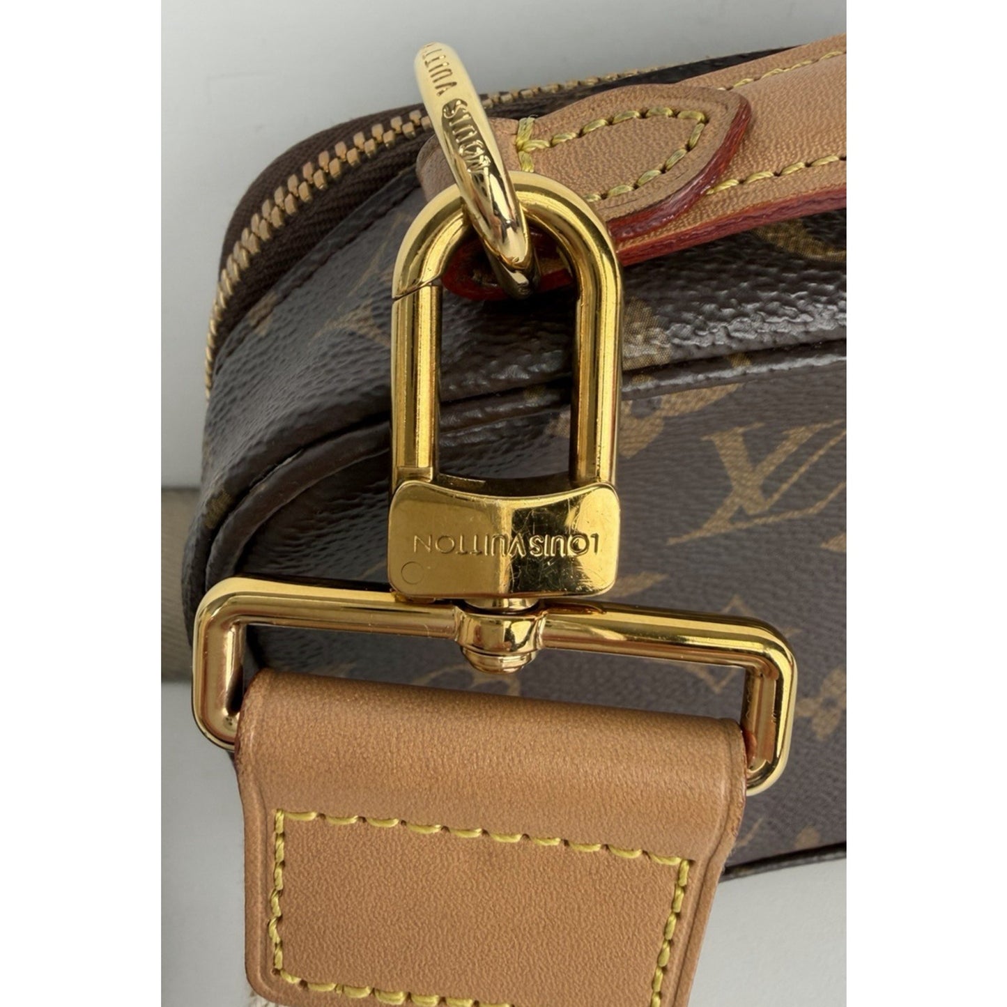 Louis Vuitton Utility Shoulder Bag in Brown LV Monogram Coated Canvas NFC E-1