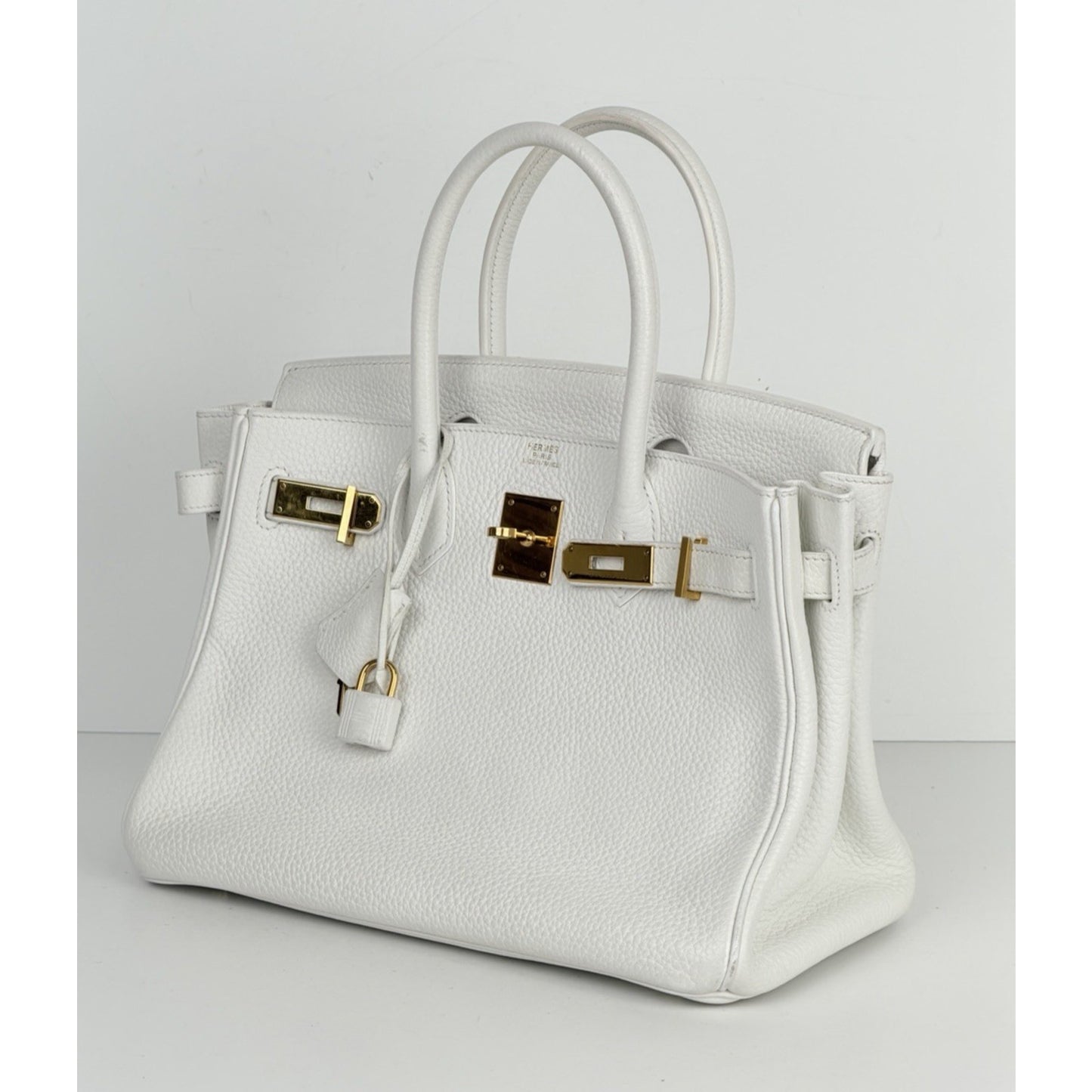 Hermes Birkin 30 Handbag in Off-White Clemence Leather 2015