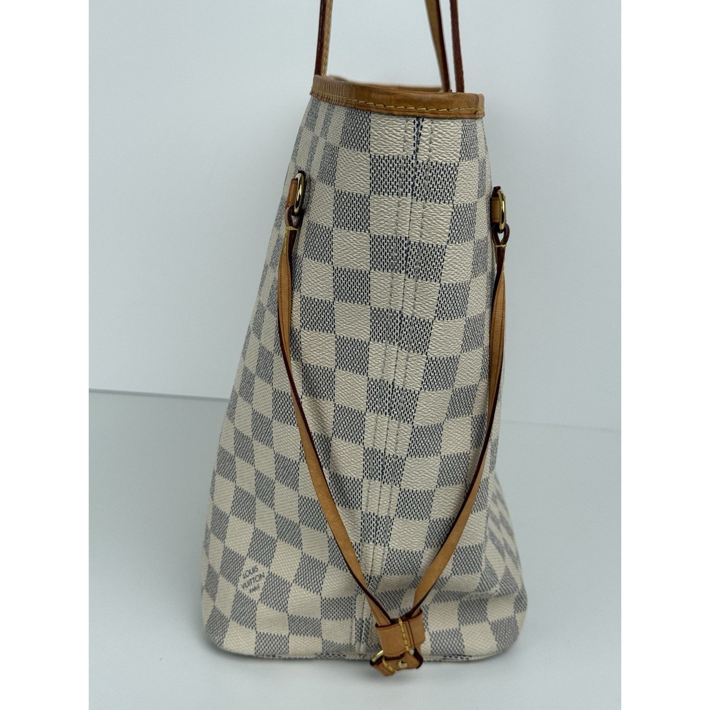LOUIS VUITTON Neverfull Monogram White Canvas Pink Interior Tote Shoulder Bag