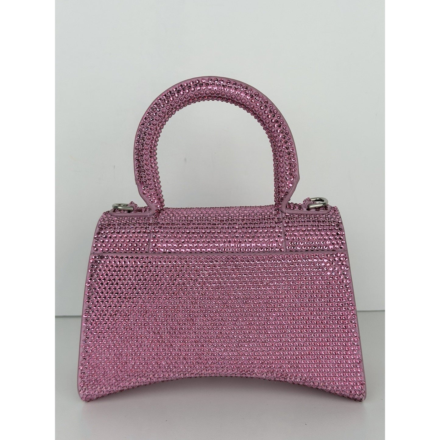 Balenciaga Strass Suede Hourglass Top Handle Bag XS in Pink B1