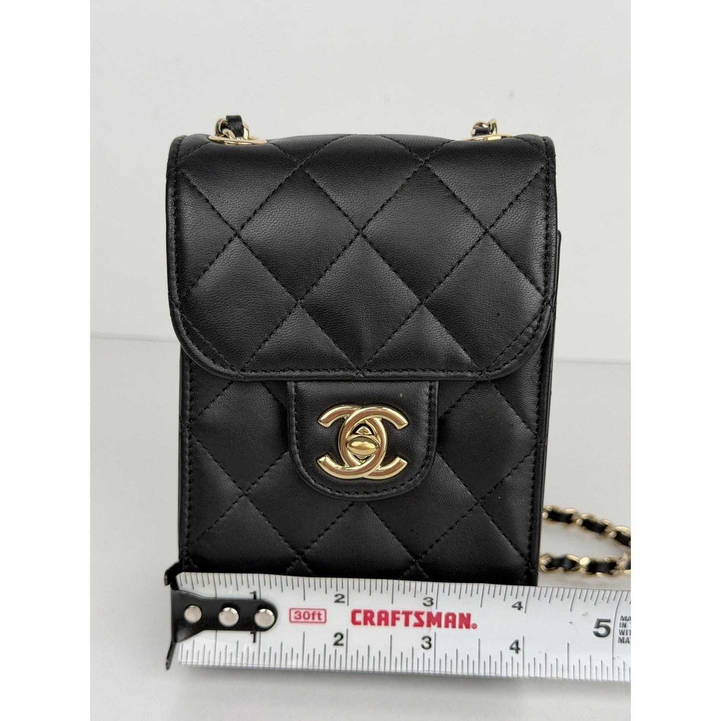 Chanel Classic Phone Holder Crossbody Bag in Black Quilted Leather 2017 C2