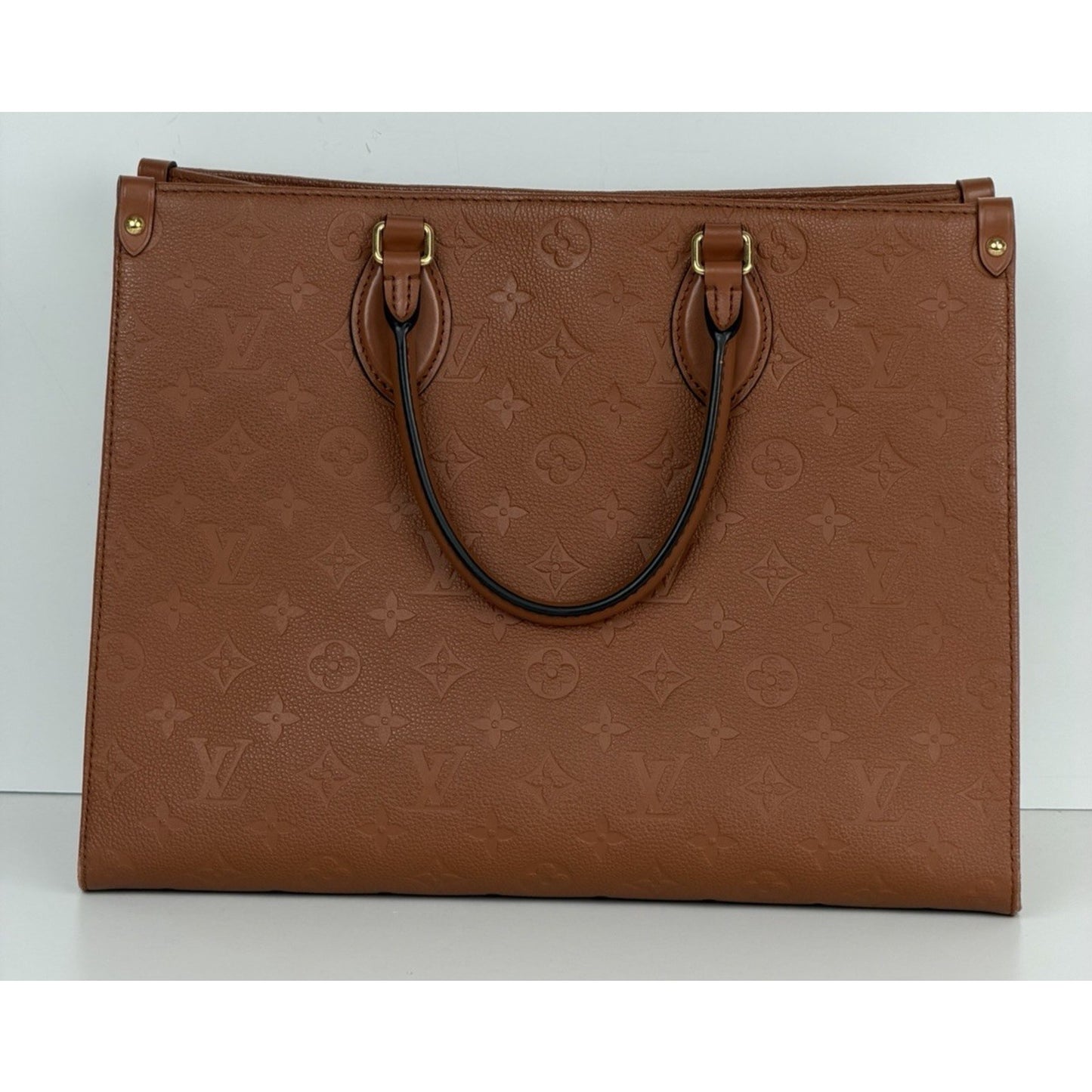 Louis Vuitton OnTheGo MM Tote Bag in Cognac Monogram Empreinte Leather D9
