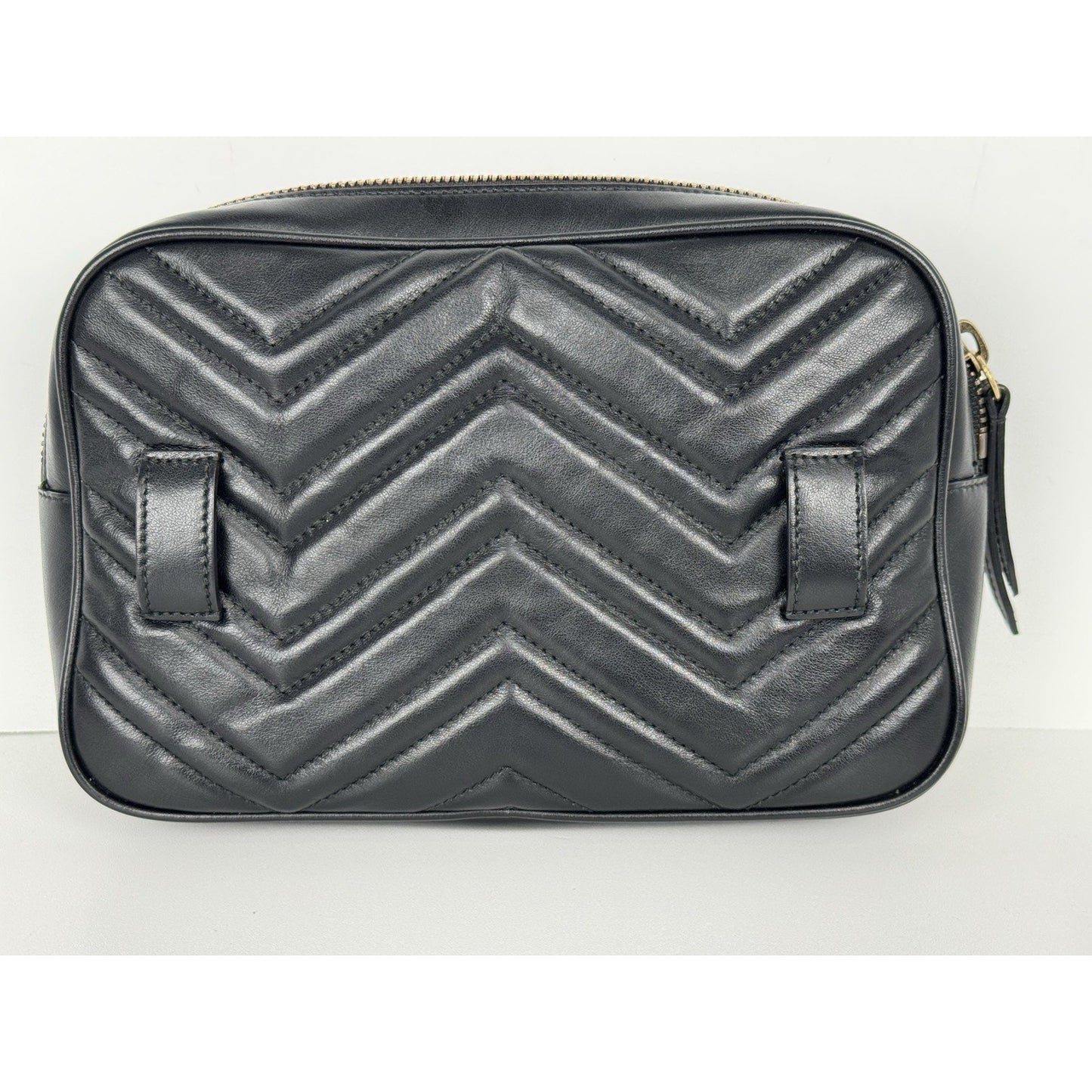 GUCCI Calfskin Matelasse Mens GG Marmont Belt Bag 80 32 Black C-2