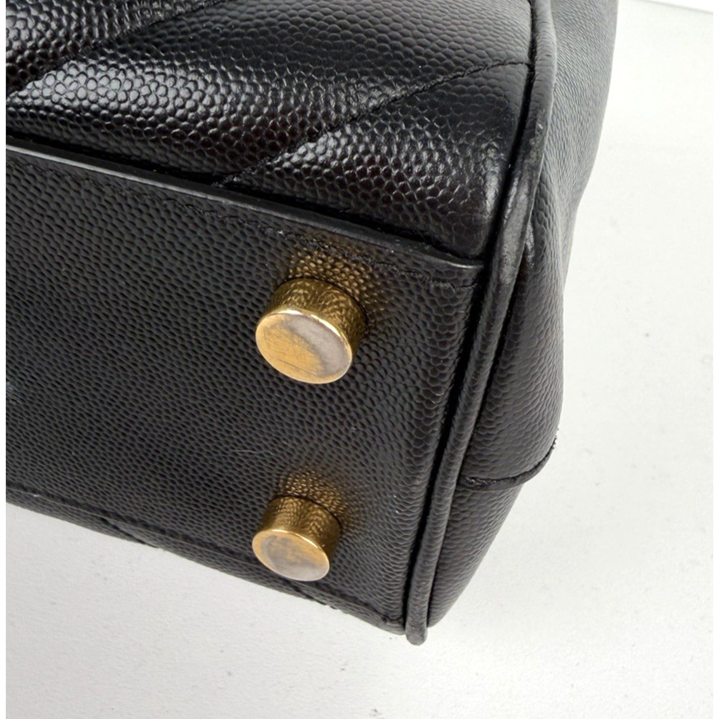 Saint Laurent Monogram Large Shopping Bag in Black Grain de Poudre Leather D9