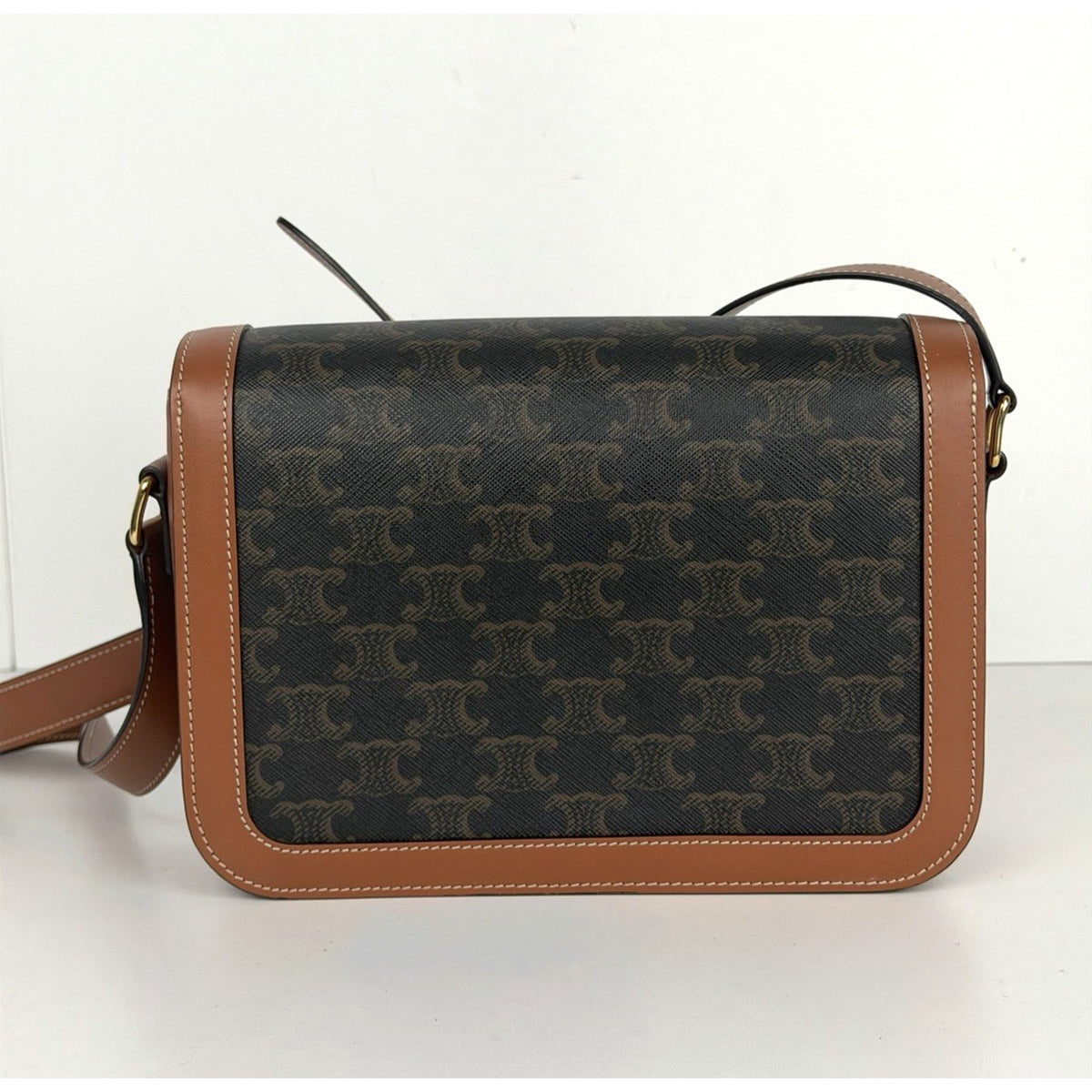 Celine Classique Triomphe Shoulder Bag Medium in Brown Monogram Coated Canvas C1