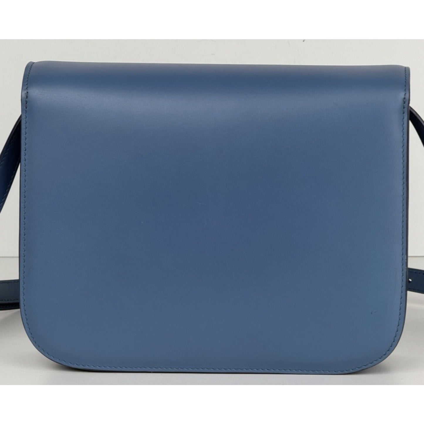 Celine Classic Box Flap Medium Bag in Blue Liege Calfskin Leather S