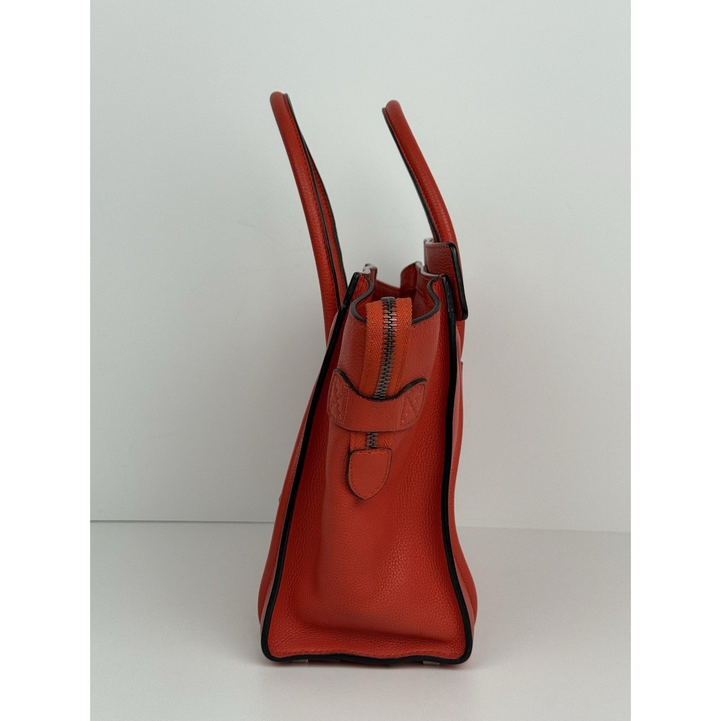 Céline Mini Luggage Tote Red-Orange Leather Handbag