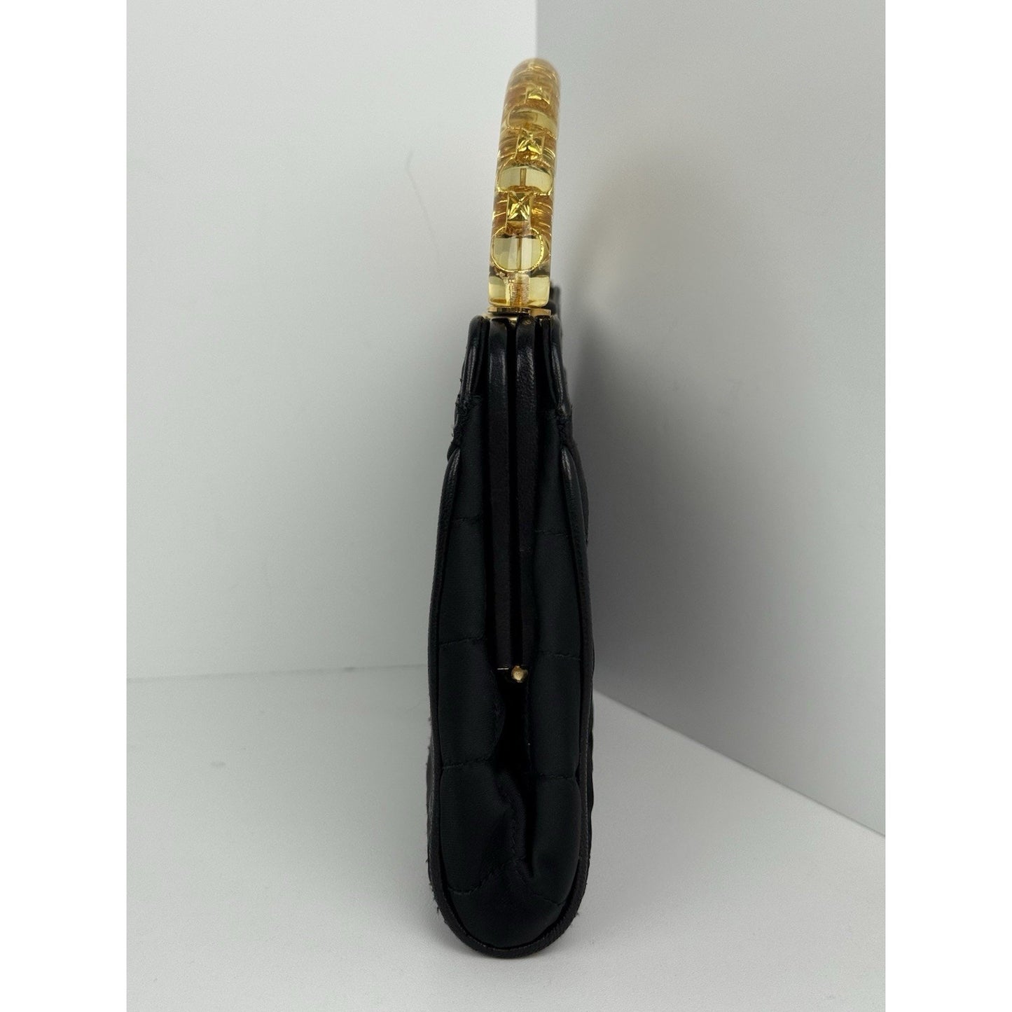 Chanel Vintage Small Fabric Top-Handle Bag with Amber Resin Chain