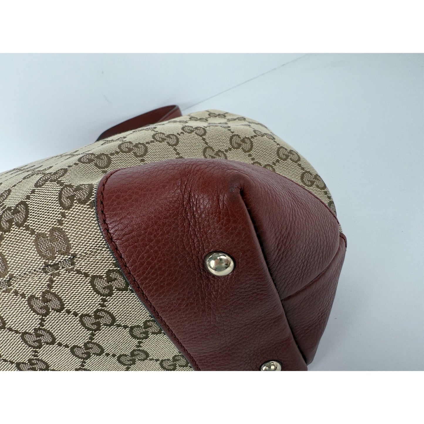 Gucci Red/Beige GG Canvas and Leather Medium Supreme Web Dressage Tote