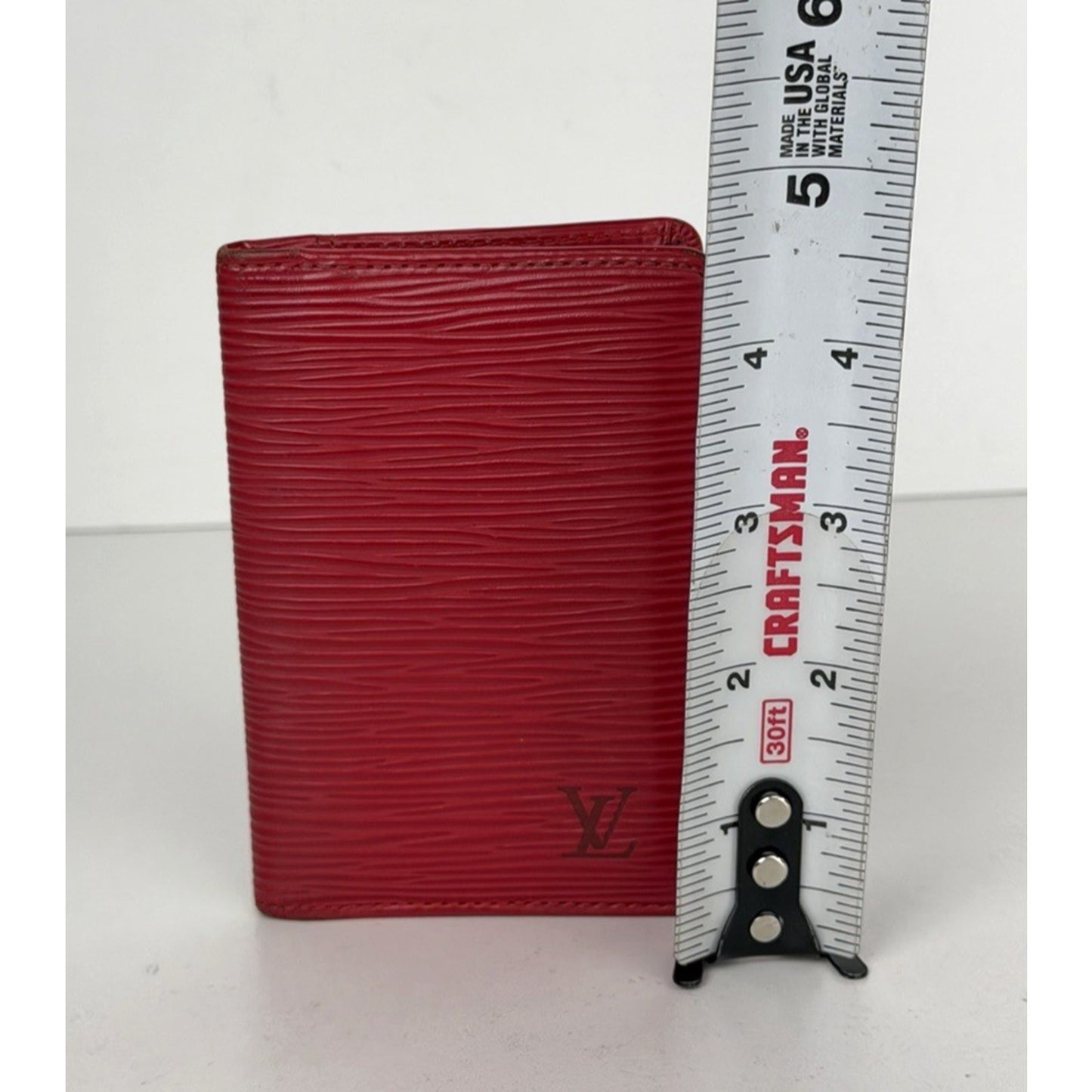 Louis Vuitton Pocket Organizer Card Holder Wallet Red Epi Leather 2005