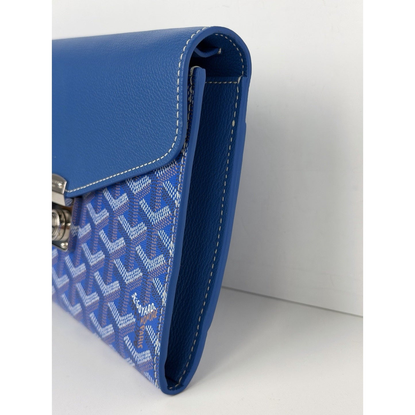Goyard Chypre Wallet-Pouch Sky Blue Goyardine Canvas & Palladium G-Clasp D8
