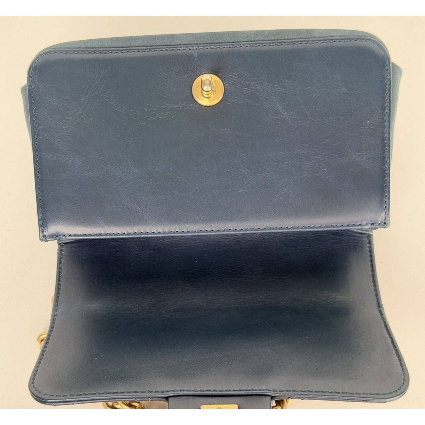 Chanel Mini Straight-Lined Flap Bag Blue Leather Shoulder Bag 2018-2019