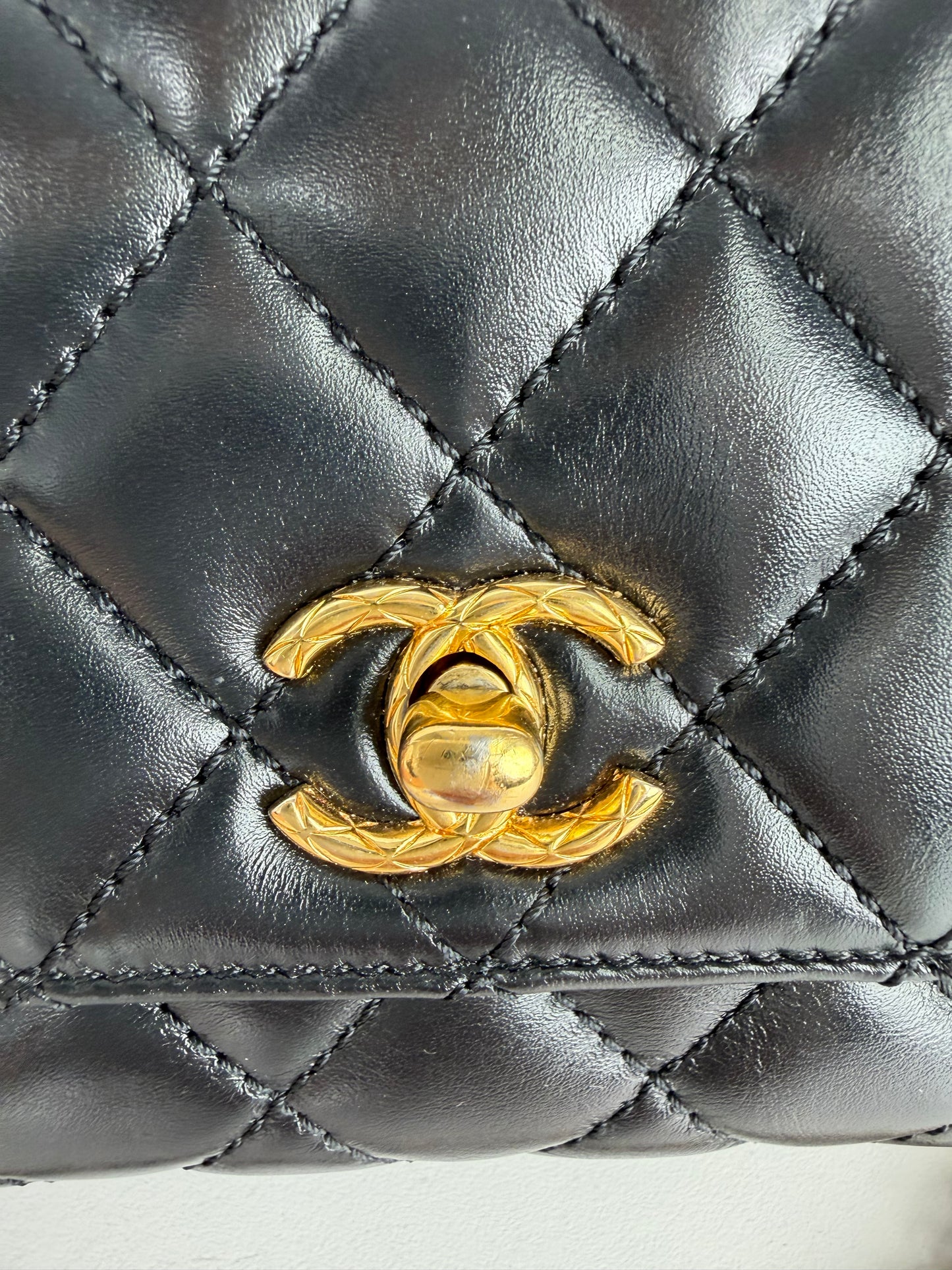 Chanel Coco Handle Bag Mini in Black Quilted Leather with Gold Hardware NFC YD-5