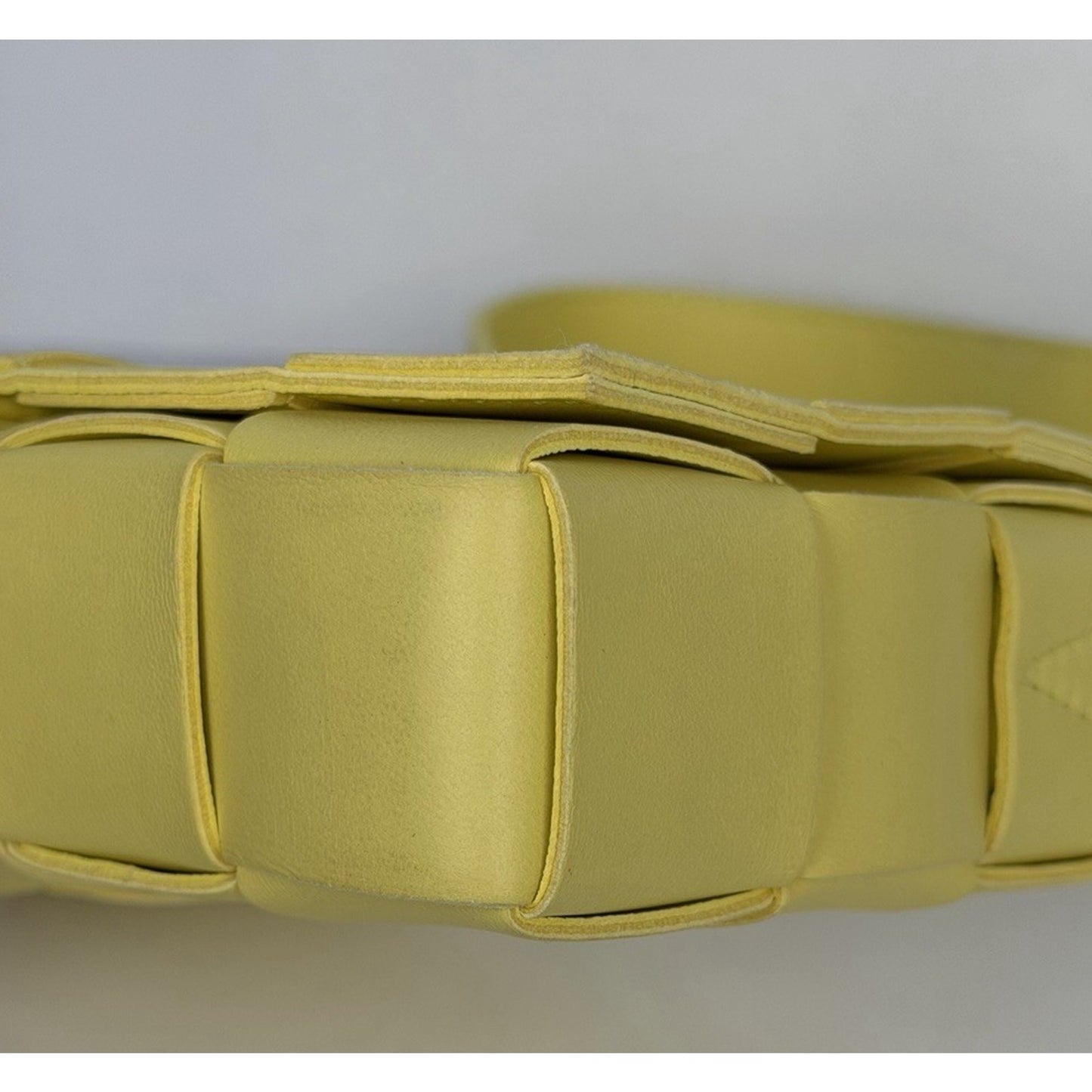 Bottega Veneta Cassette Crossbody Bag in Yellow Intrecciato Lambskin Leather