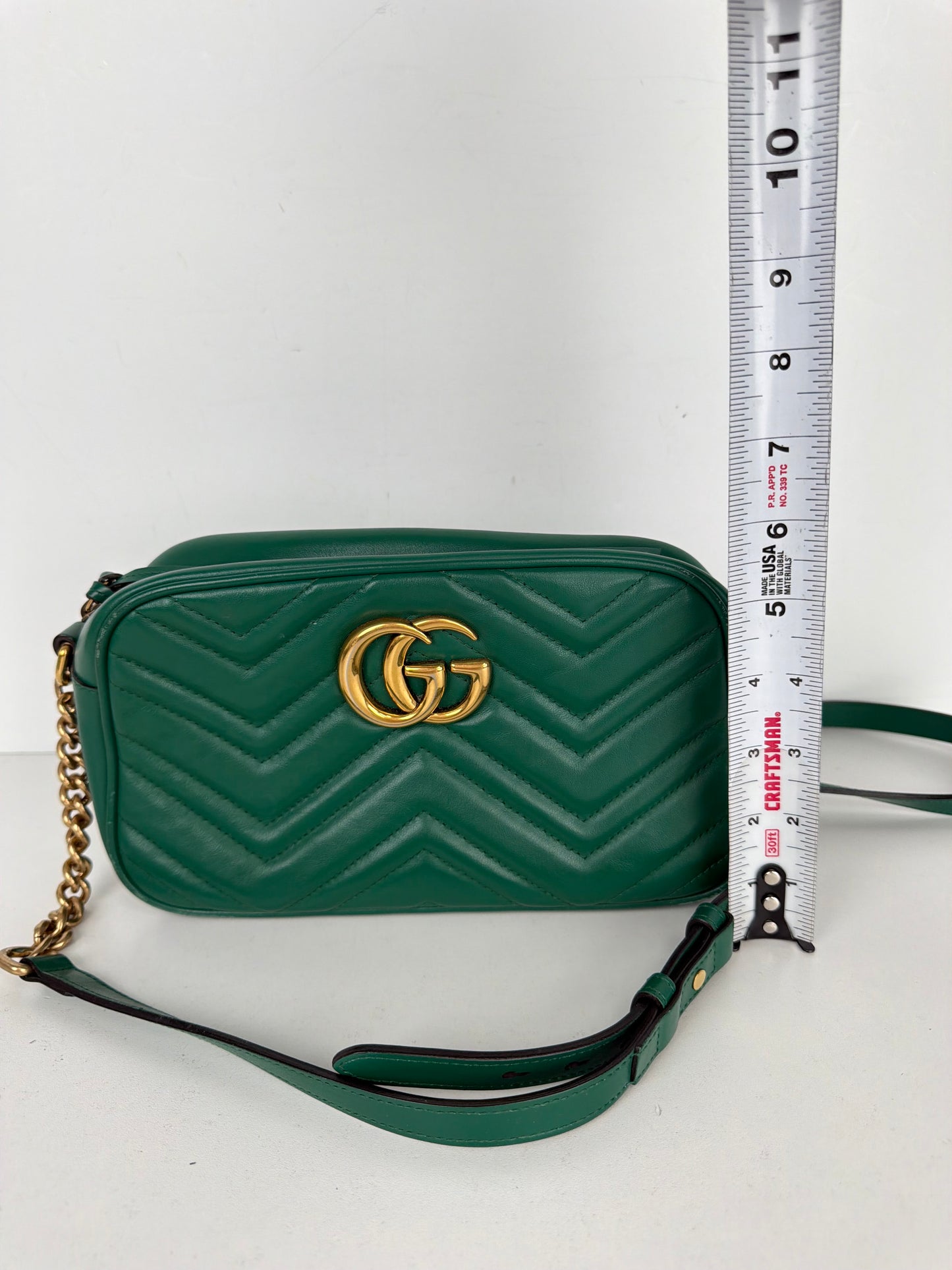 Gucci GG Marmont Shoulder Bag Small in Green Quilted Leather Y-20