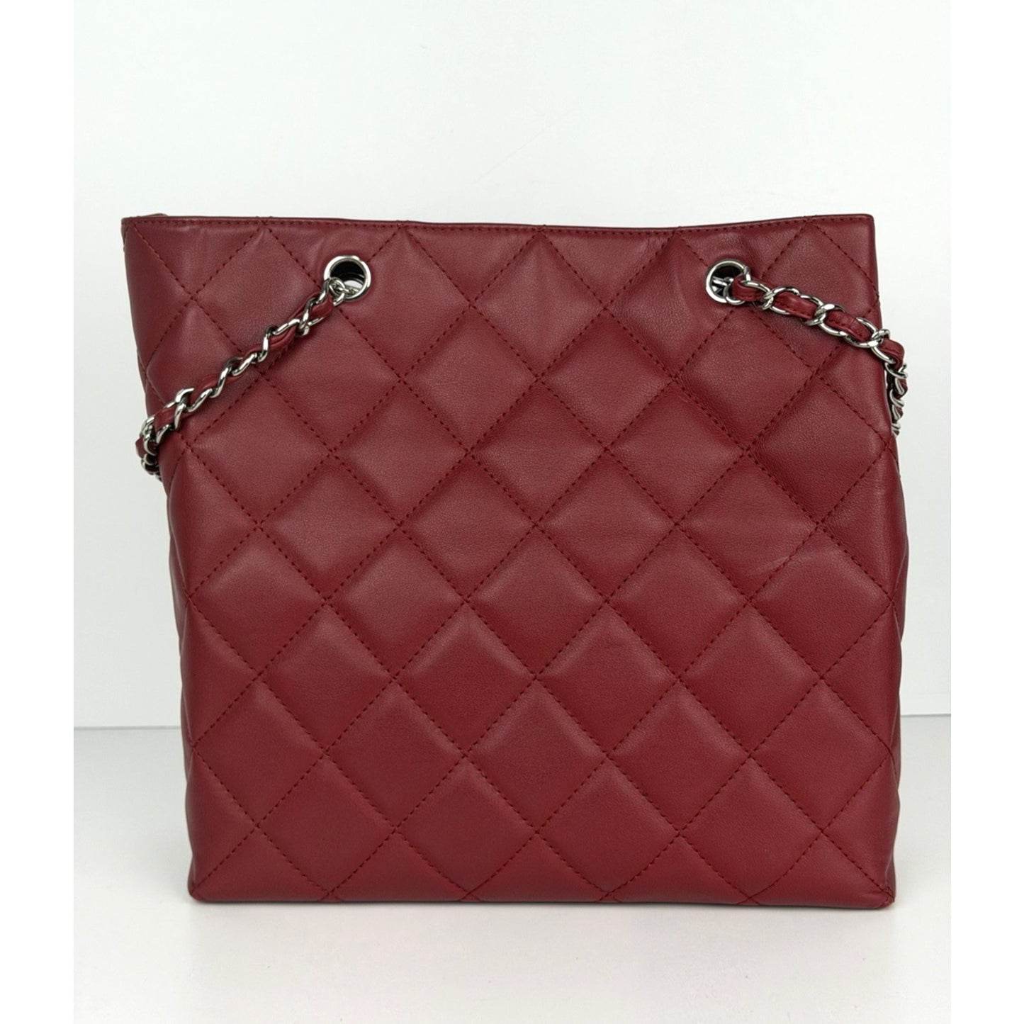 Chanel In The Business Tote Bag Medium in Red Leather Silver Hardware 2011 E-1